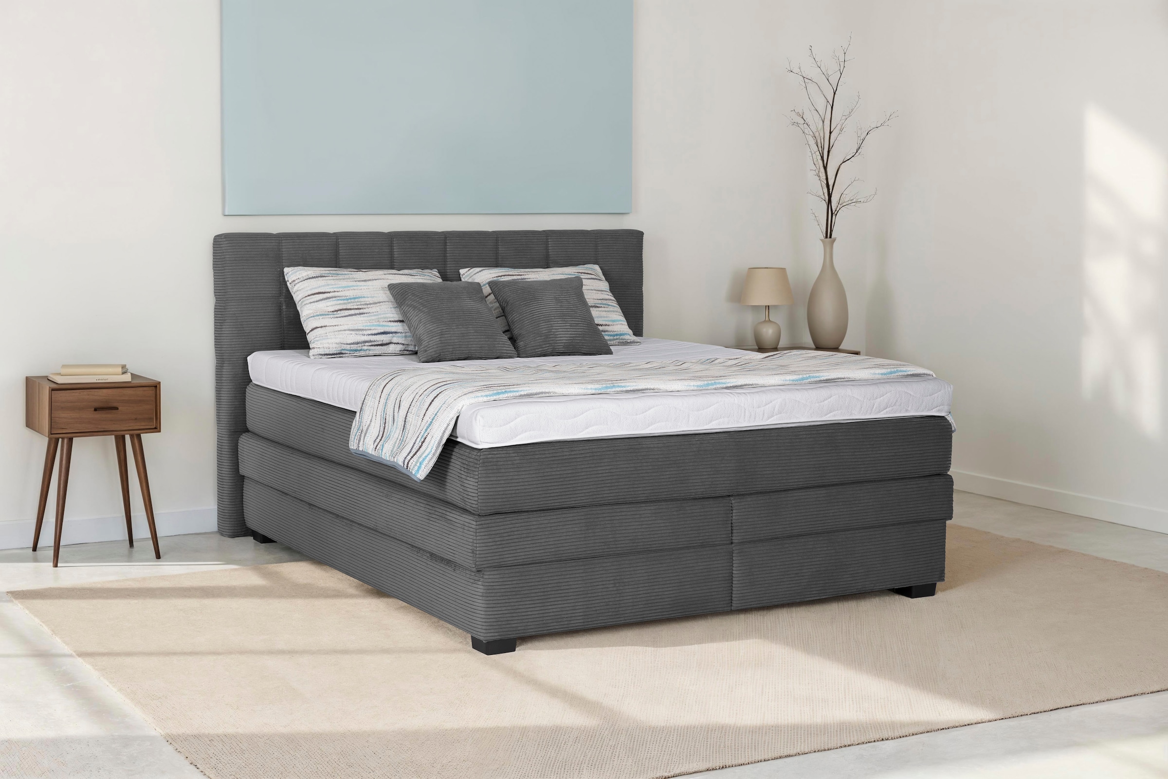 Die PlanBar Boxspringbett »OC-ON21088« inkl. Matratzen u. Bonellfederkern Unterbau, Stauraum, 160/180x200cm