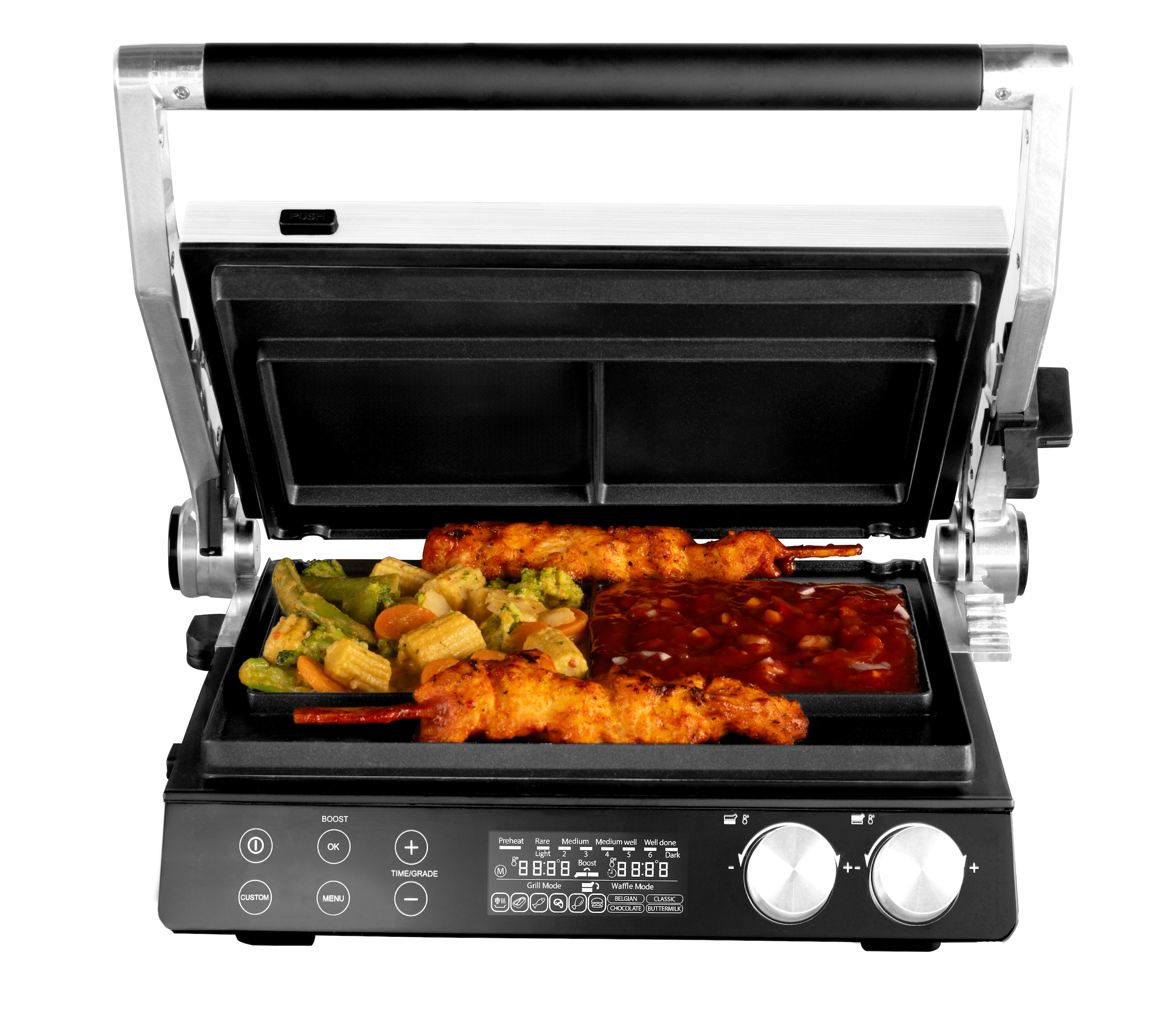 Gastroback Kontaktgrill »Gourmet Multigrill BBQ Pro Smart« Intuitive Bedienung: LCD-Display & Drehregler für volle Kontrolle