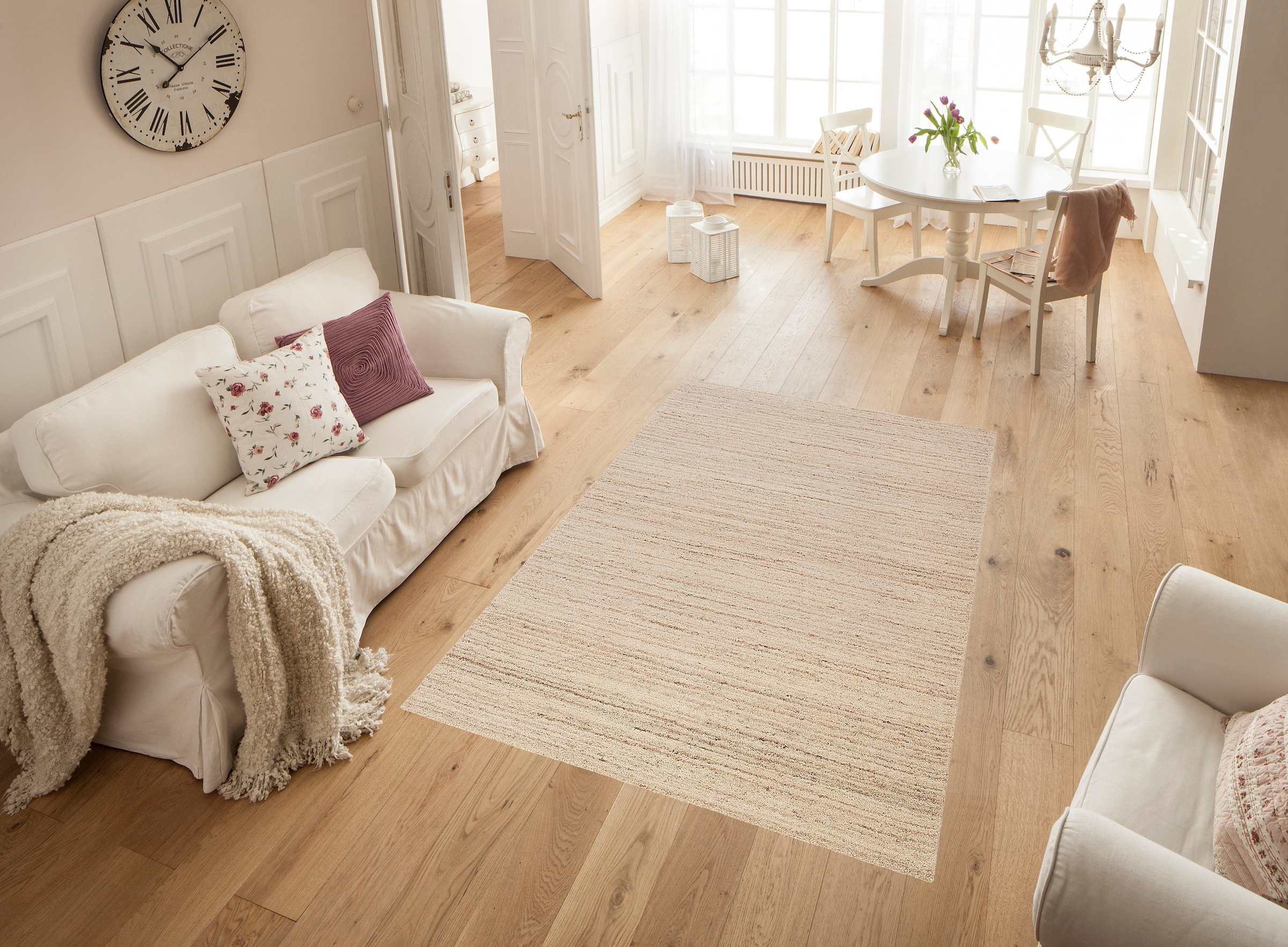THEKO Wollteppich »Janne, Berber Teppich, Wolle, meliert, handgearbeitet«, rechteckig, 20 mm Höhe, handgetuftet, Wohnzimmer, Schlafzimmer, Esszimmer