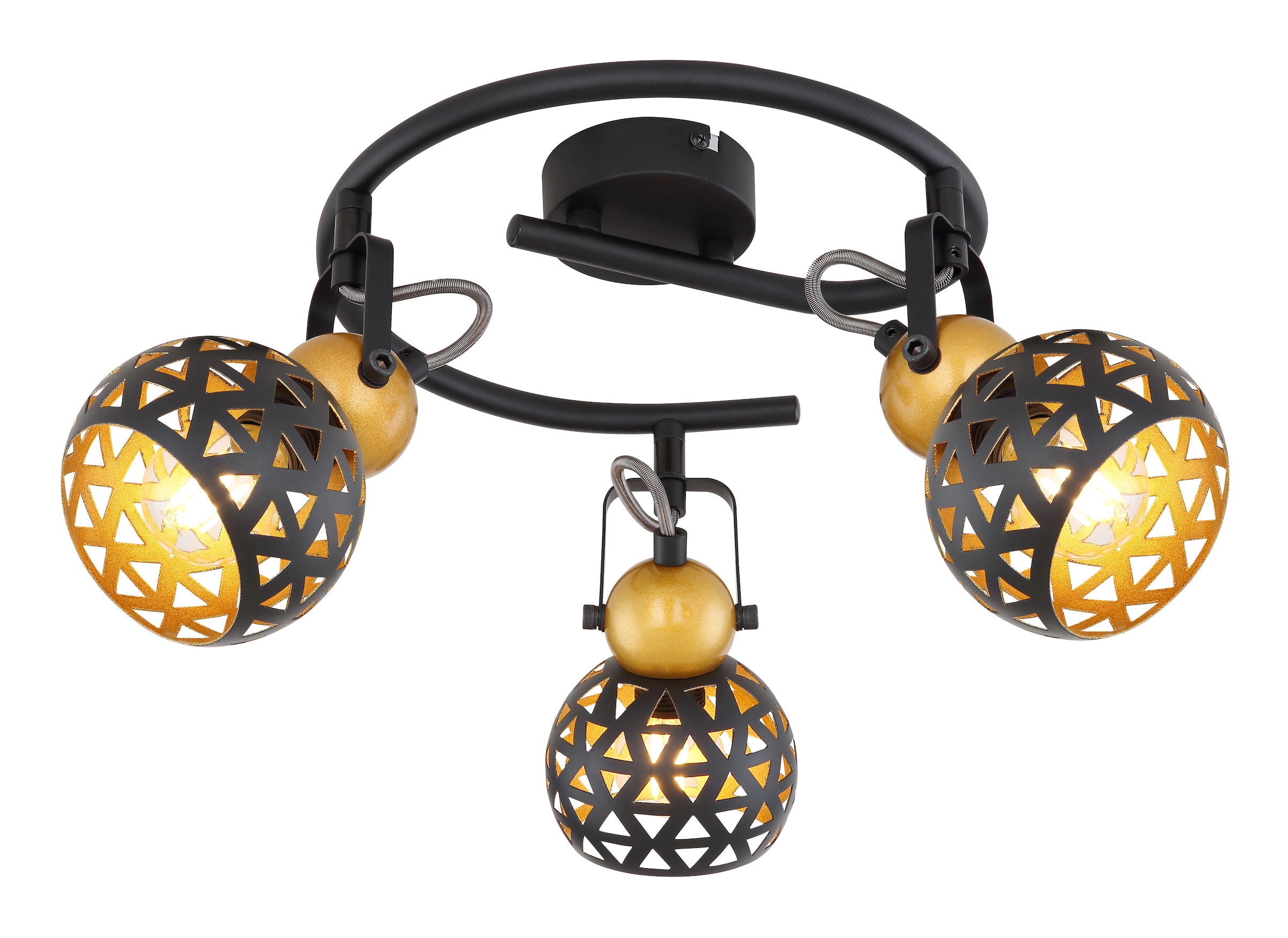 GLOBO LIGHTING Deckenstrahler »SARRA«, Leuchtmittel E14 | ohne Leuchtmittel, Deckenspot/schwarz/goldfarben/Lebensblume - Dekor/Flur/Wohnzimmer