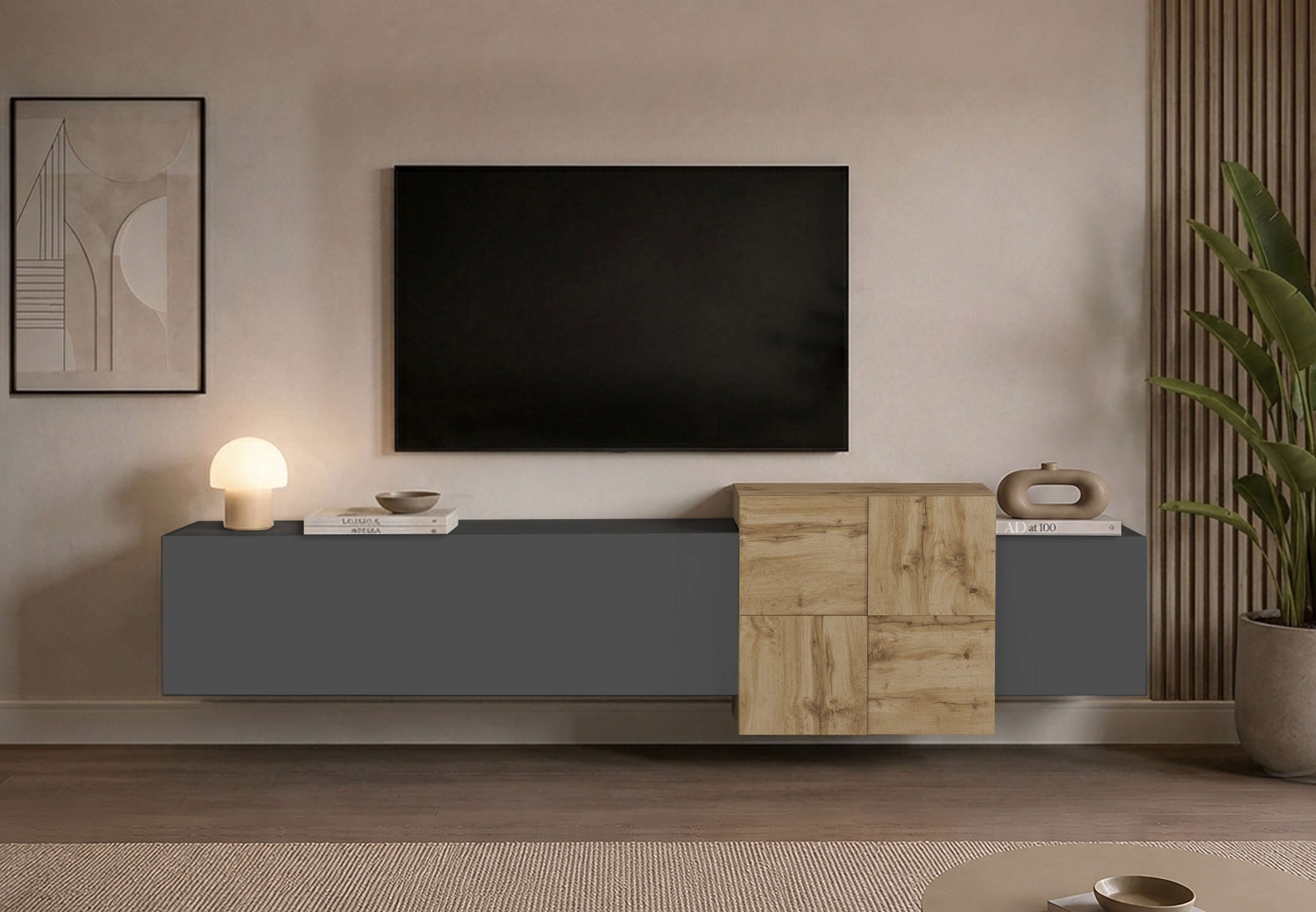 OTTO home Lowboard "Lowboard NEXOS,Lowboard,TV-Kommode,TV-Möbel,TV-Bank" 1 Stk. tlg. Mit 2 Drehtüren, 1 Klapptür, 4 geschl. Fächern, reversibel, B. 210 cm
