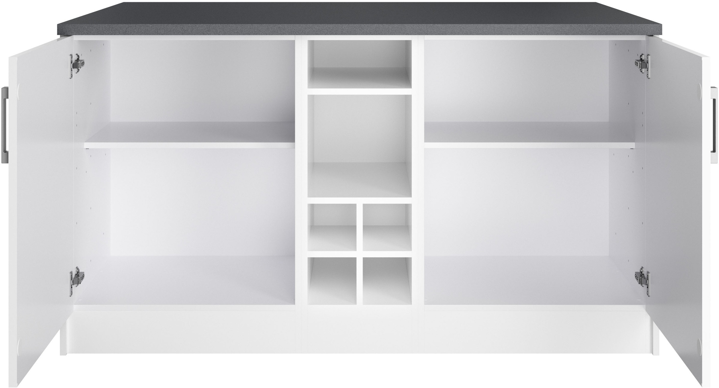 KOCHSTATION Kücheninsel »KS-Toronto«, Breite 153 cm, MDF-Fronten, Flaschenregal