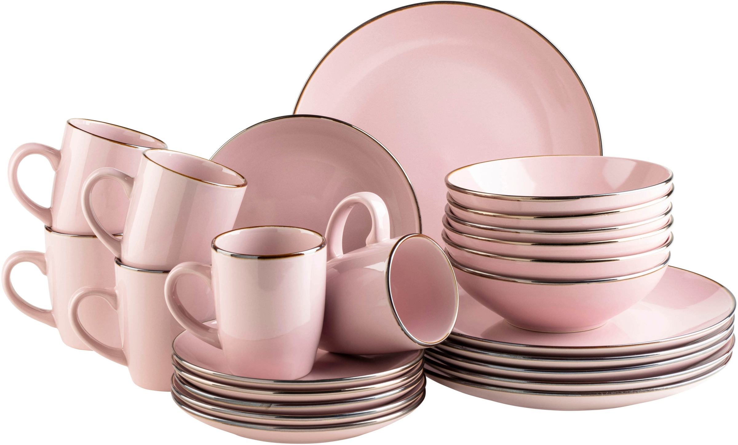 MÄSER Kombiservice "Geschirr-Set, Service Metallic Rim" messingfarben schim günstig online kaufen
