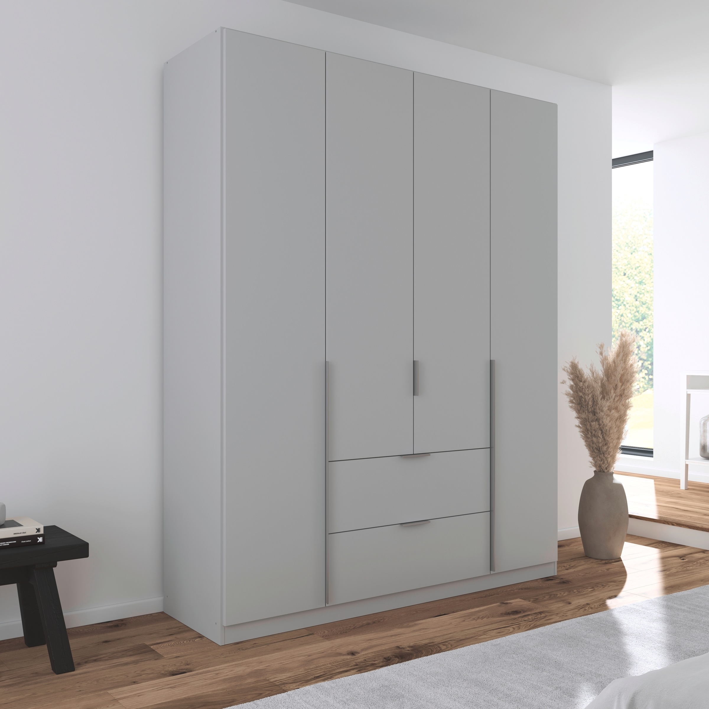 rauch Drehtürenschrank »Kleiderschrank Schrank Garderobe AGORDO mit Dekor- oder Hochglanzfront«, (in zwei Griff-Farben, Breiten 91-360 cm), mit Außenschubkästen, in 7 Breiten und 2 Höhen MADE IN GERMANY