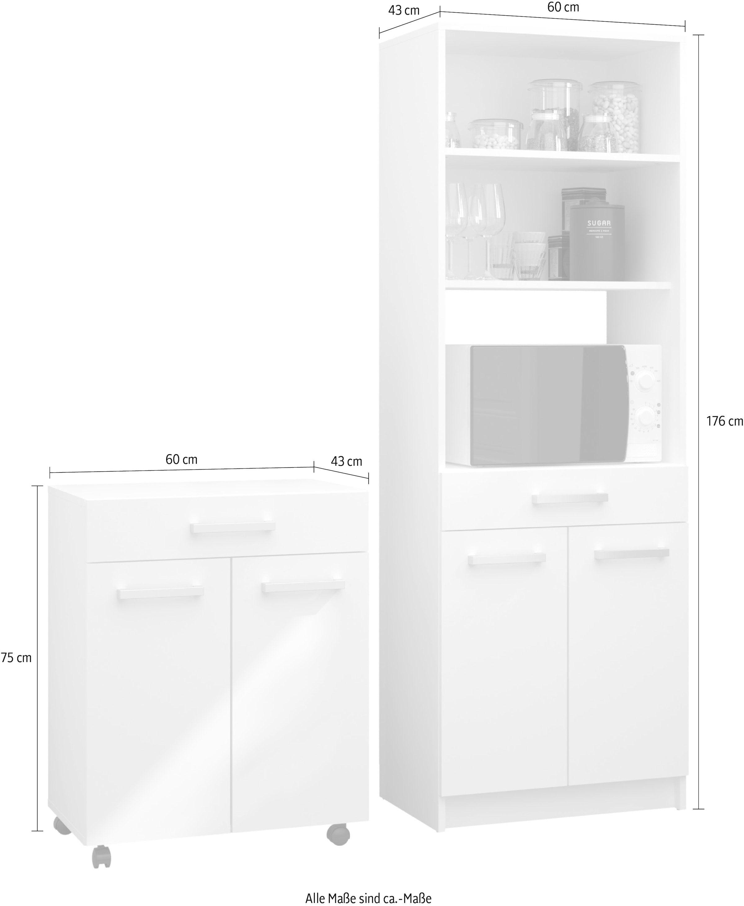 Parisot Schrank-Set »Uno 1«, (2 St.), melaminbeschichtet, praktisch und schön, viel Stauraum