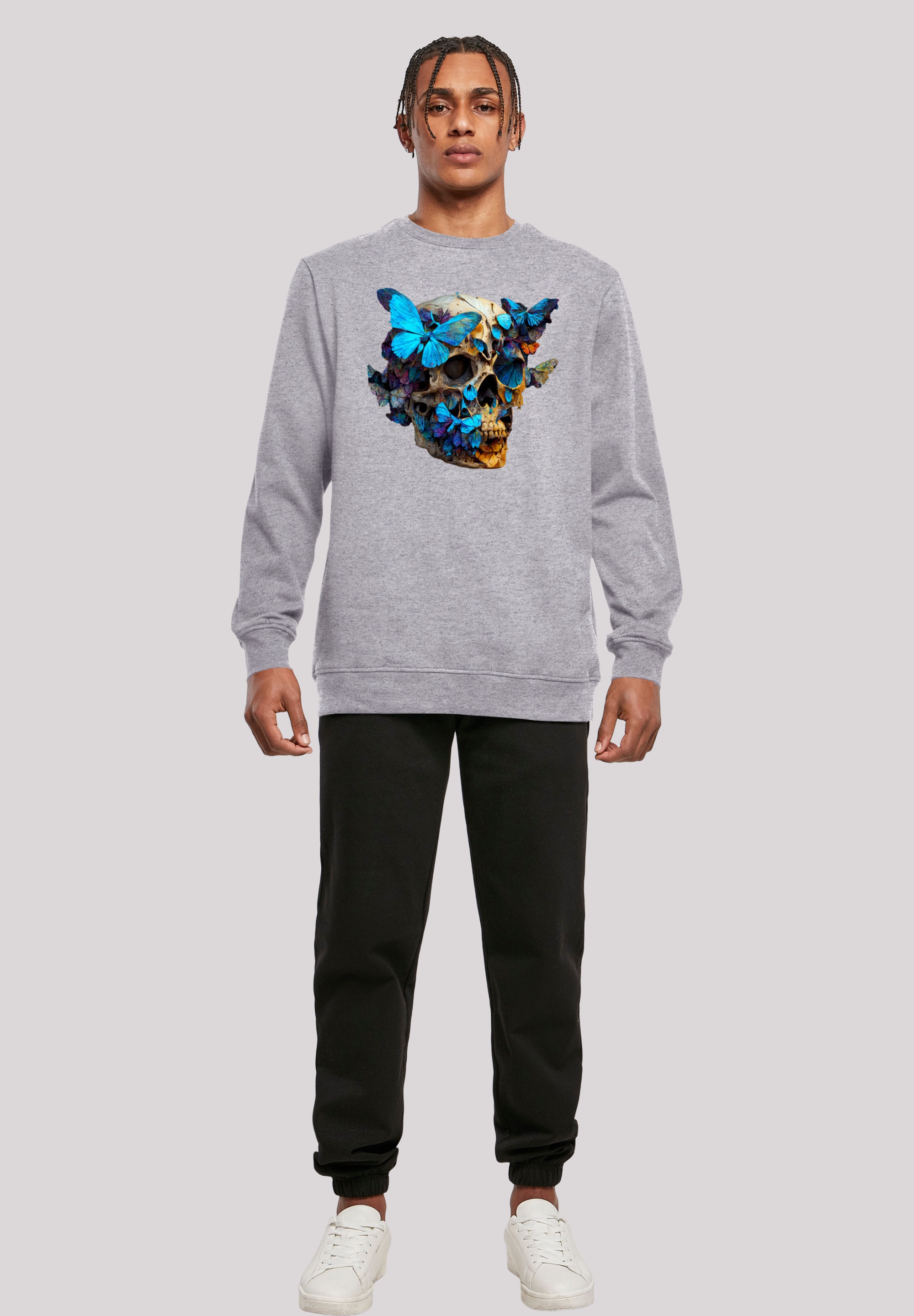 F4NT4STIC Kapuzenpullover »Schmetterling Skull CREW«, Print