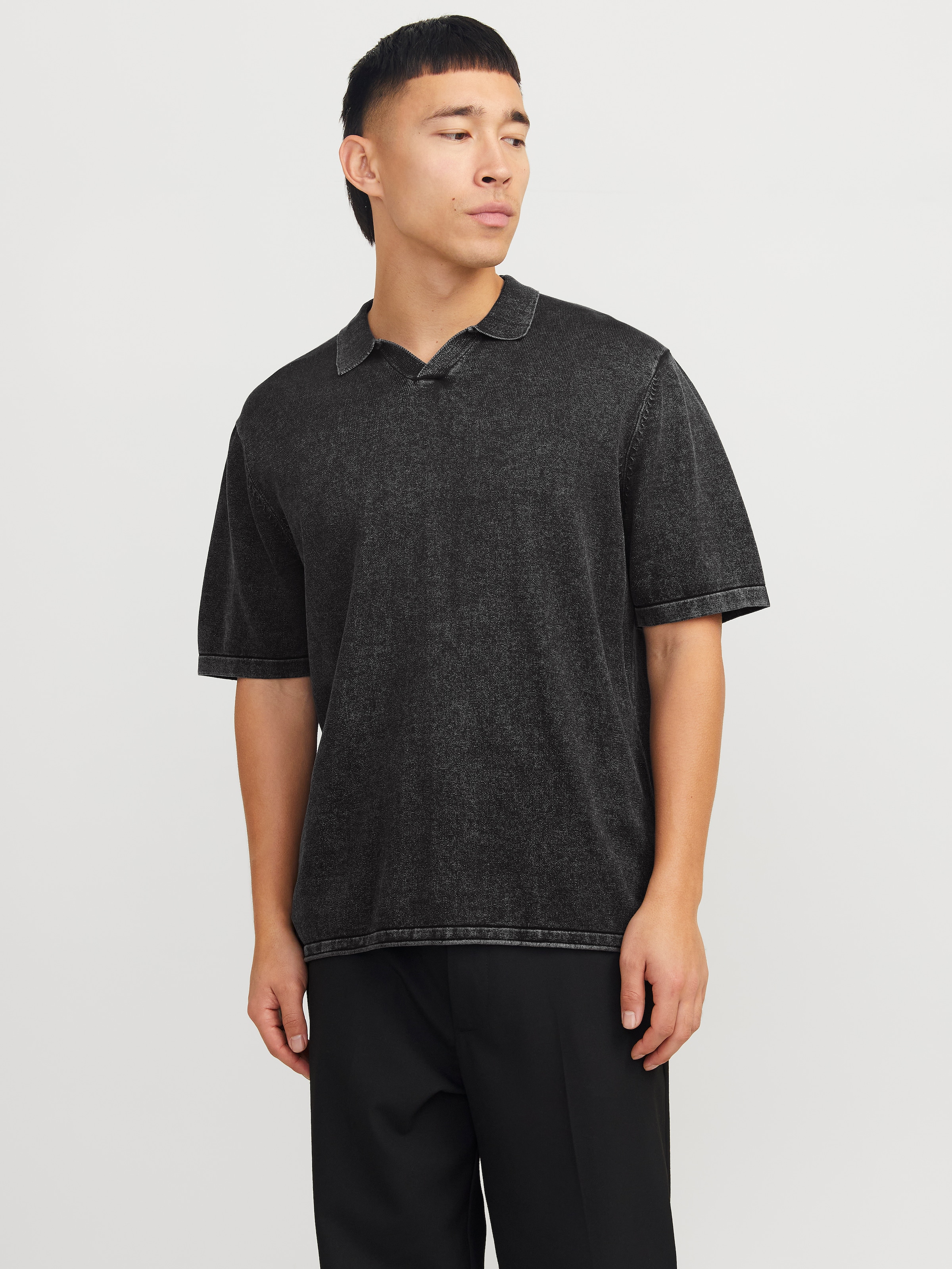 Jack & Jones Kurzarmpullover "JJELEO KNIT POLO SS LN", mit Polo Kragen