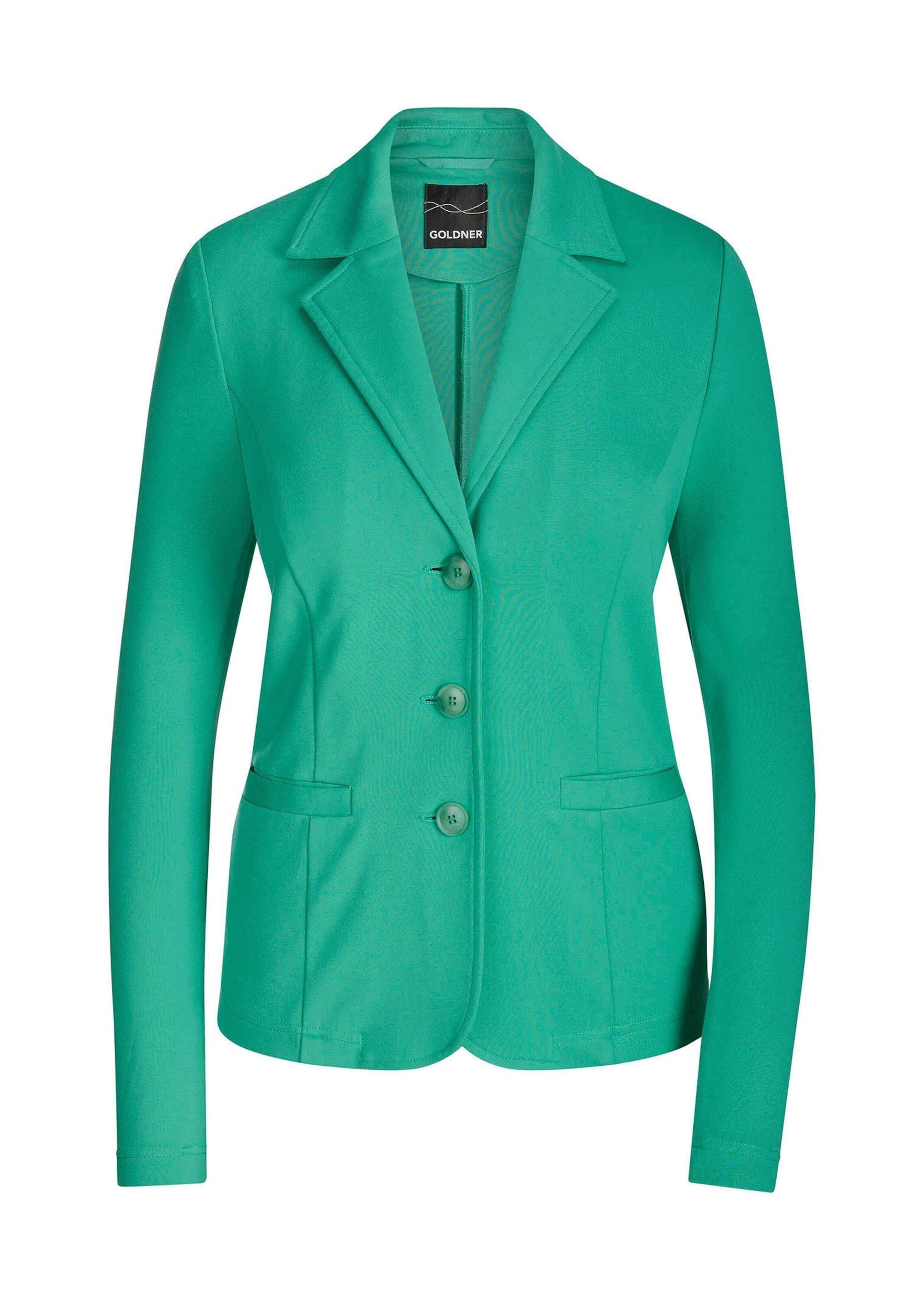 Jackenblazer GOLDNER "Viskoseblazer mit Reverskragen", Damen, Gr. 50, grün, Obermaterial: 67% Viskose CV. 27% Polyester PES. 6% Elasthan EL., Blazer, stretchbequeme Jerseyqualität