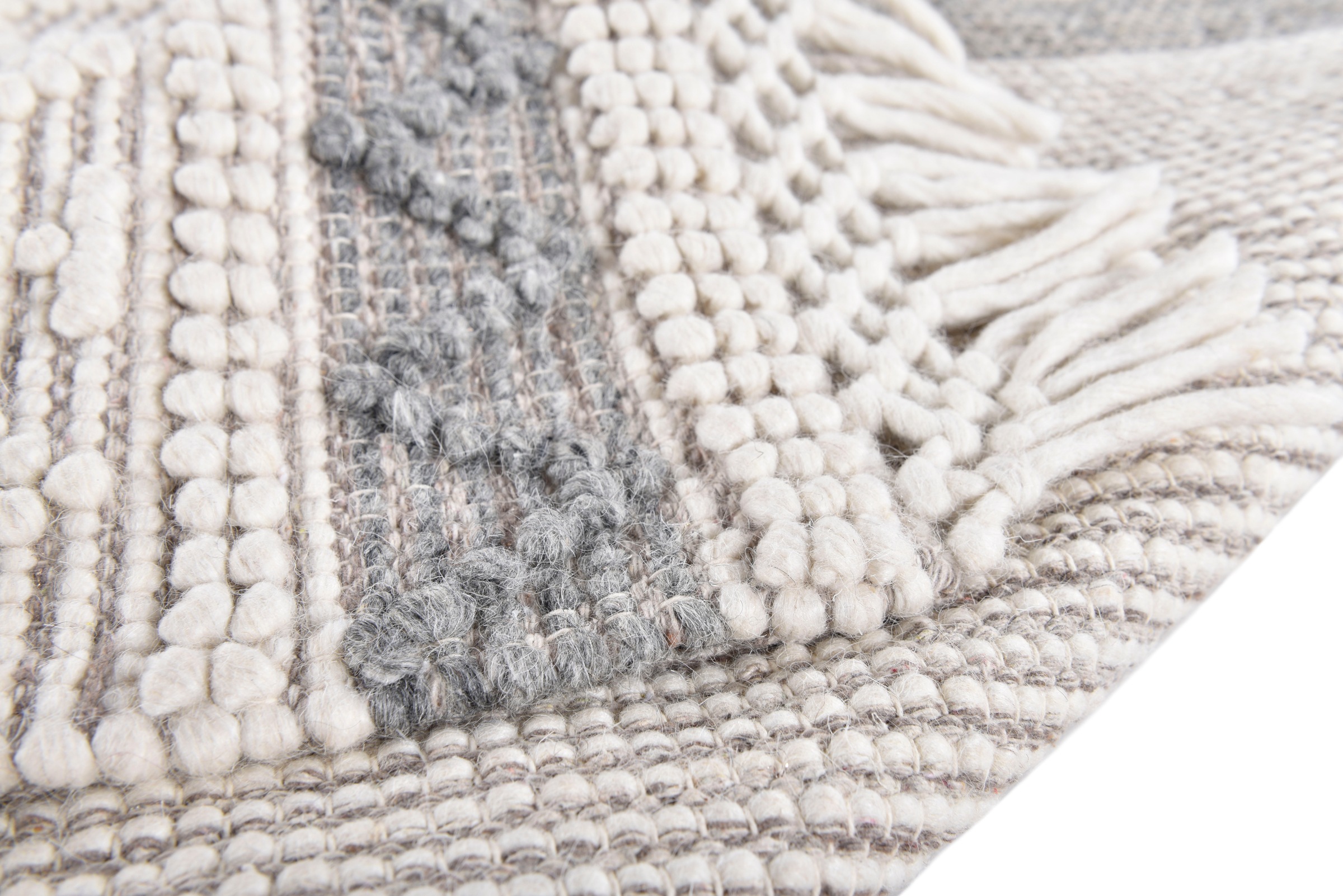 Thumbnail - THEKO Wollteppich "Visby - 915" rechteckig 10 mm Höhe reine Wolle, handgewebt, Scandi Design, mit Fransen