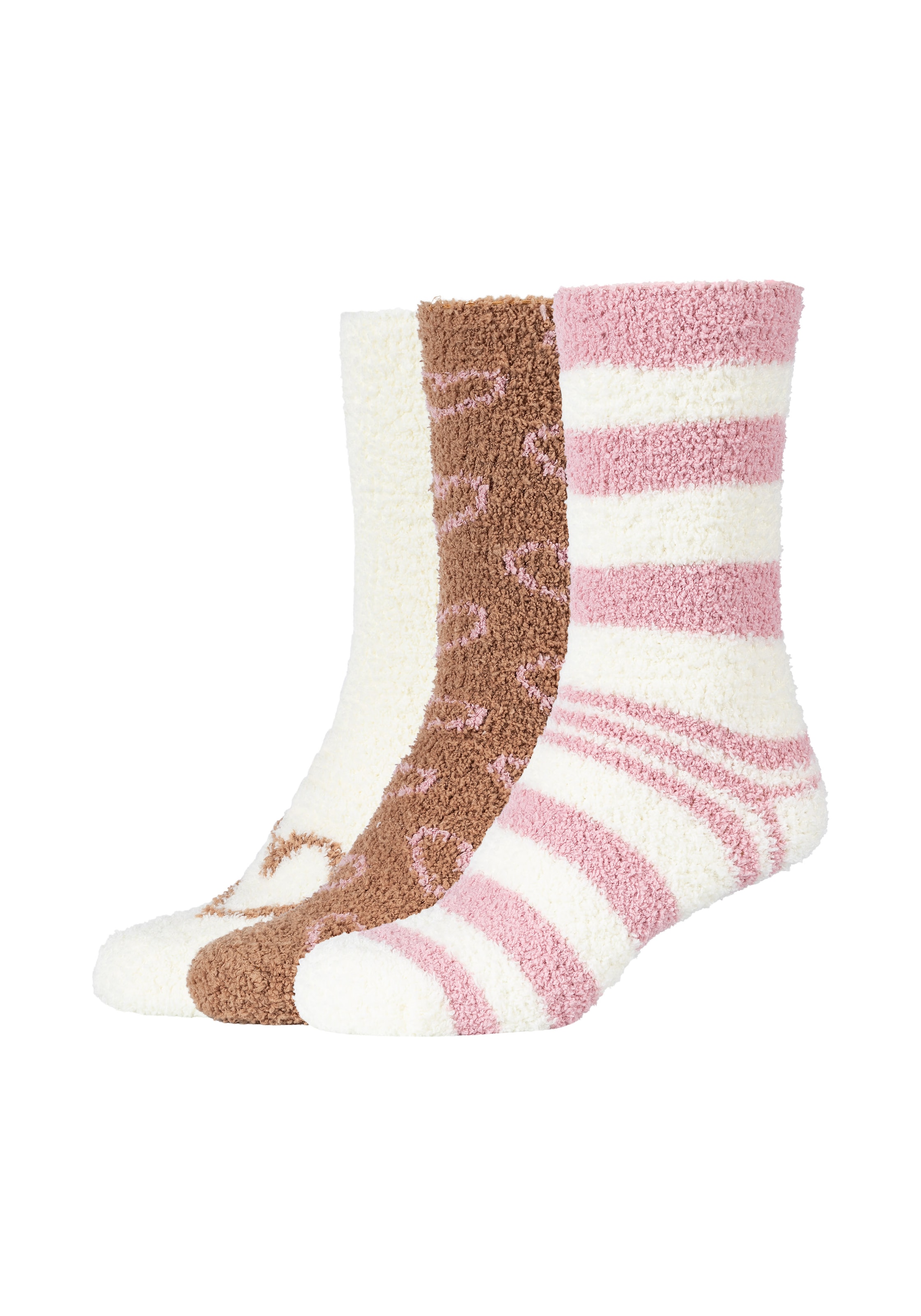 Camano Kuschelsocken "warm & cozy" 3 Stk. tlg. gestreift, gemustert, weich, wärmend
