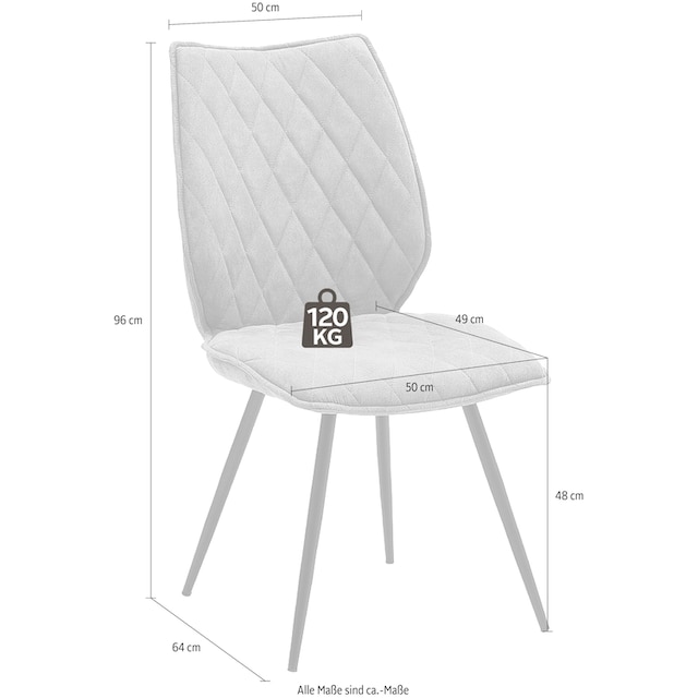 MCA furniture 4-Fußstuhl »Navarra«, 2 St., 2-er Set mit Stoffbezug,  Komfortsitzhöhe 48 cm, belastbar bis 120 kg kaufen | BAUR