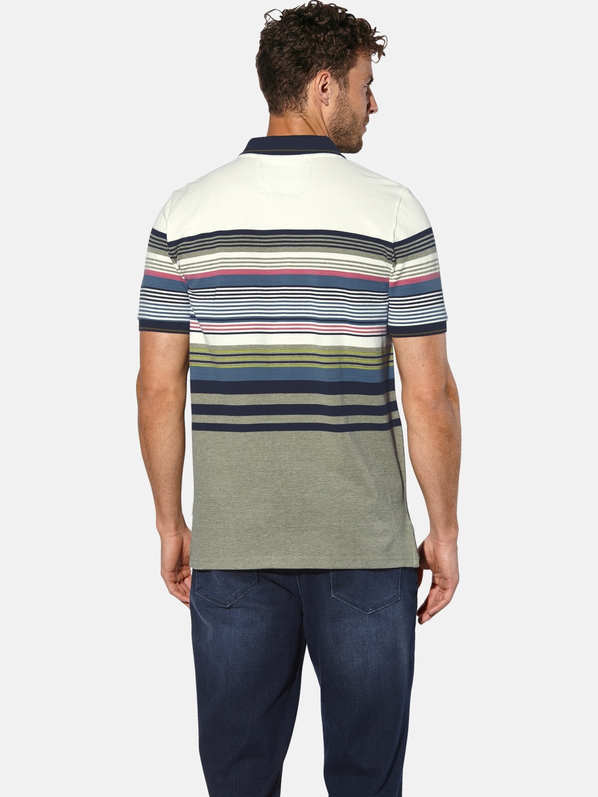 BABISTA ORVINO Polo Shirt White Olive Striped M 3