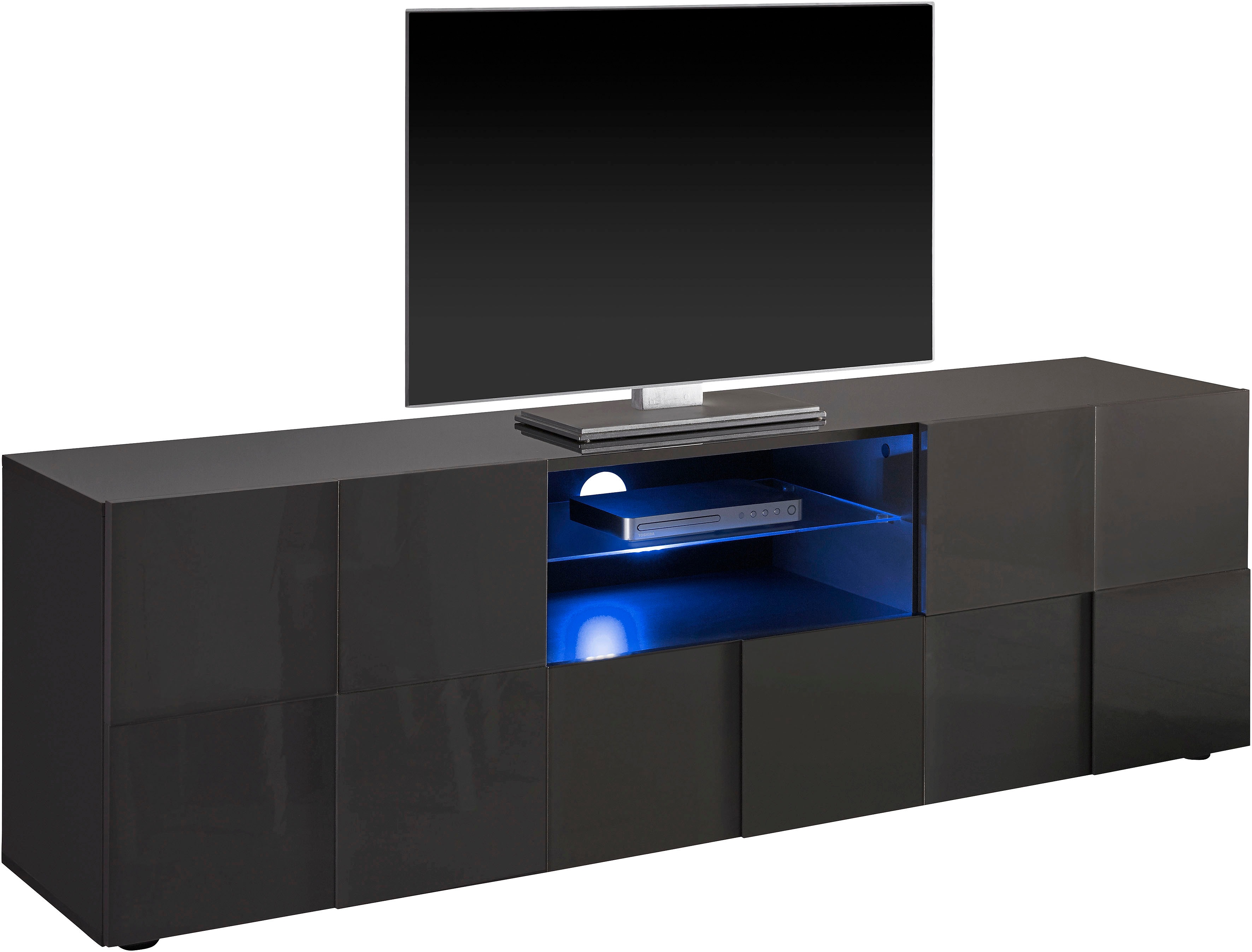 Thumbnail - Home affaire Lowboard "Dama Breite 181 cm, TV-Board 2 Türen, 1 Schubkasten, TV-Schrank" Front in 3D-Optik, viel Stauraum...