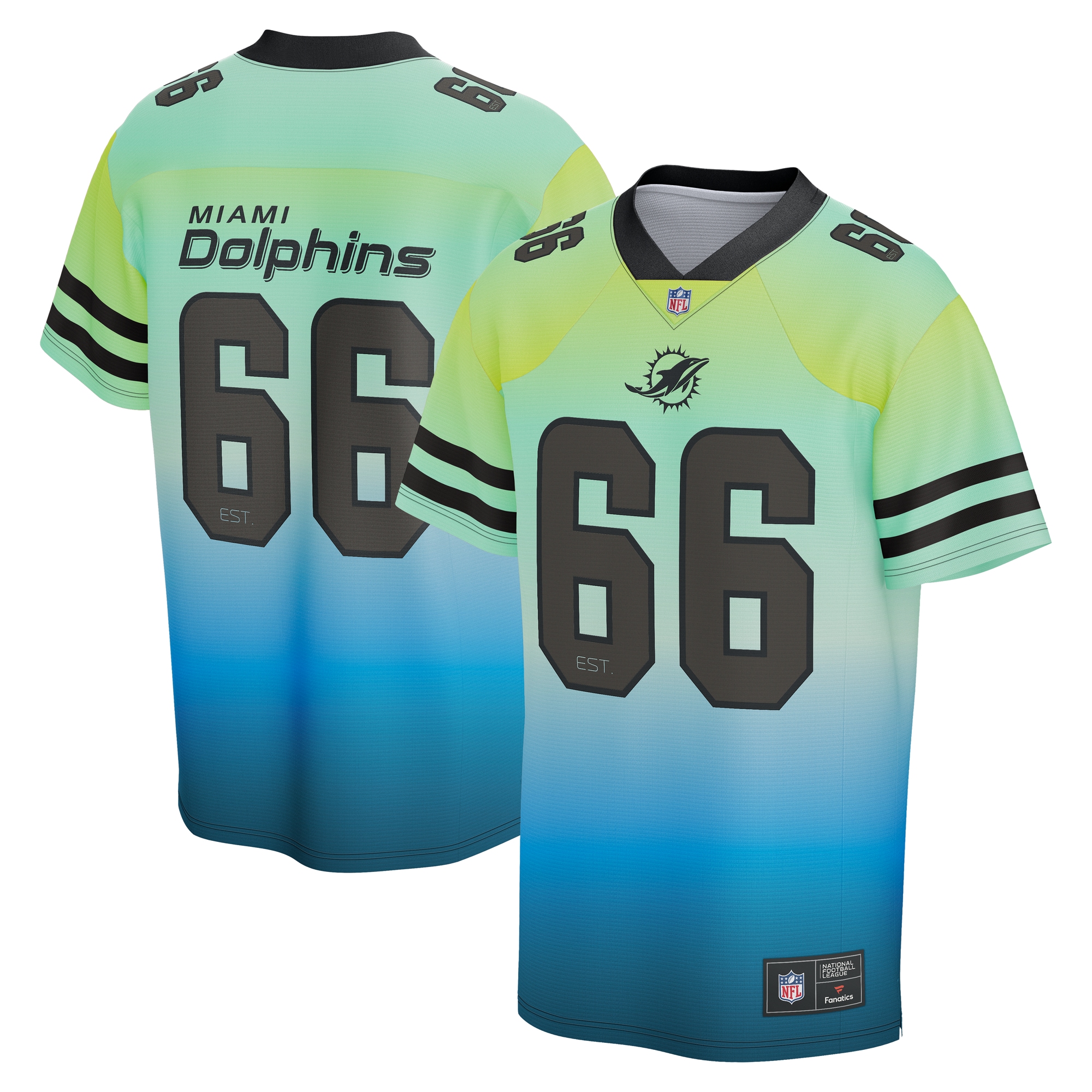 FANATICS Kinder Footballtrikot "Fanatics Trikot Miami Dolphins Gradient Foundation", bunt, Gr. XXL, 100% Polyester, Trikots