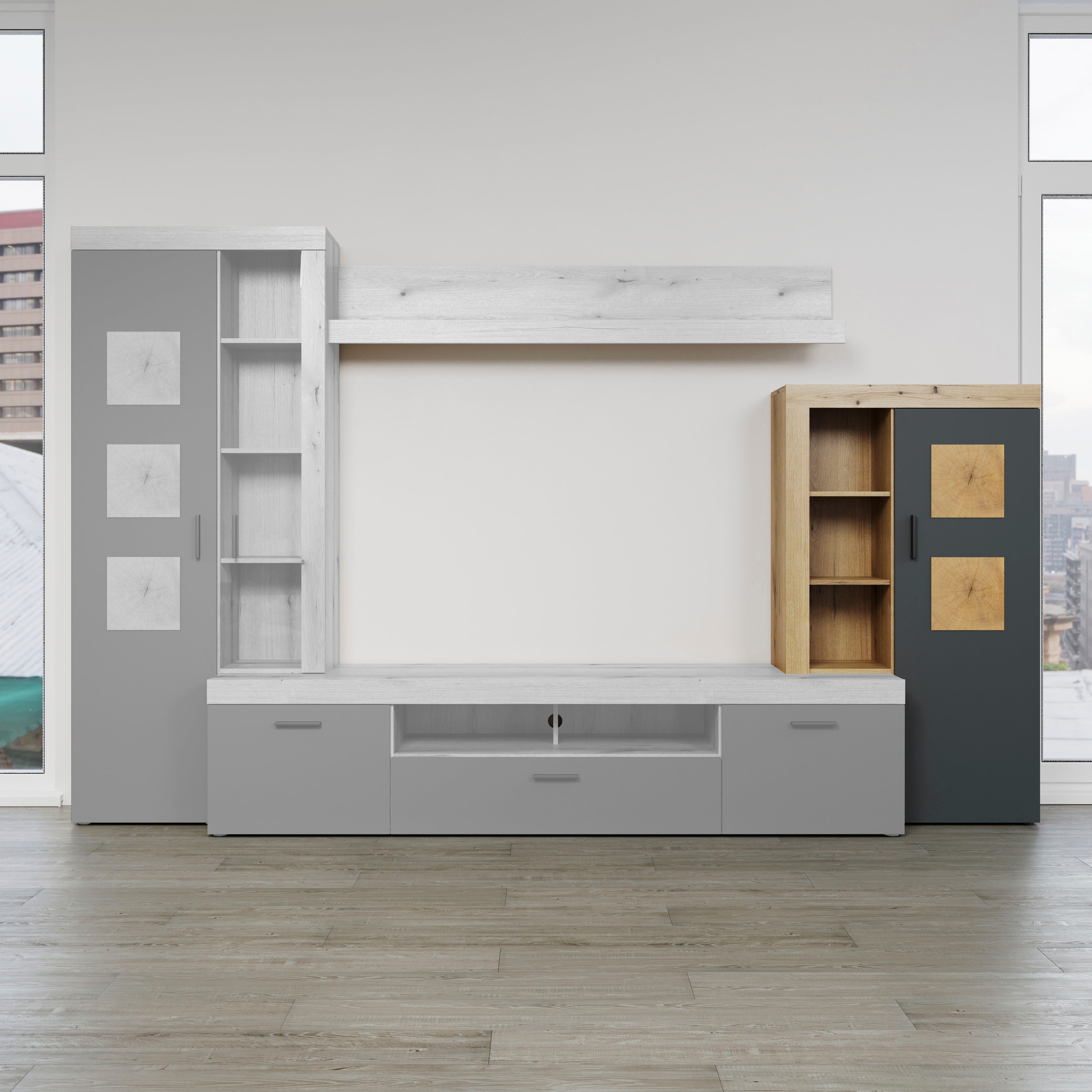 Home affaire Stauraumvitrine »Ghent« Packung, 1 Stk. tlg. Mit Hirnholzapplikationen