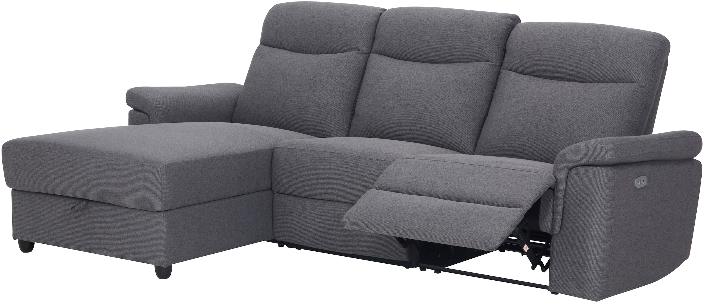 Home affaire Ecksofa »BRIONNE, L-Form, 255cm, manuelle u. elektrische Funktion (USB A/C),«, Liegefunktion, Stauraum, Federkernpolsterung, Webstoff
