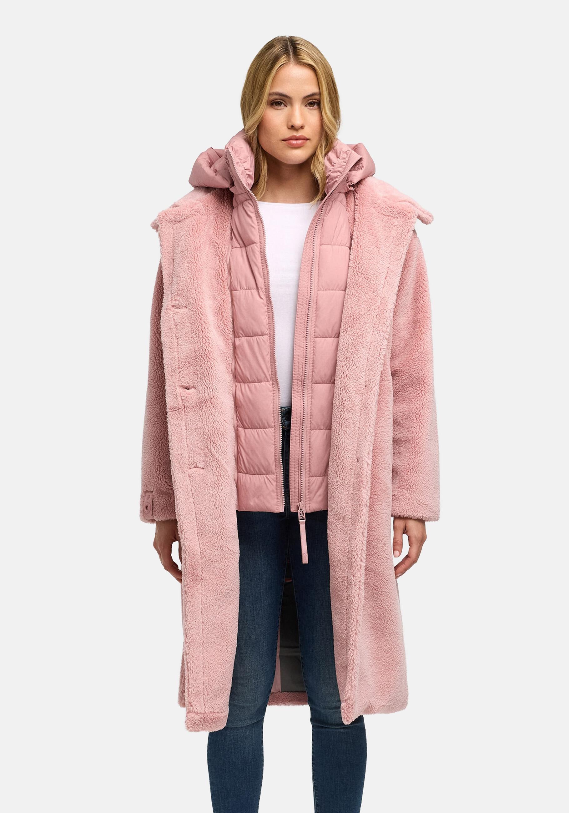 Navahoo Wintermantel "Teddyzauber 14" Plüschmantel aus Teddyfleece mit abnehmbarem Krageneinsatz