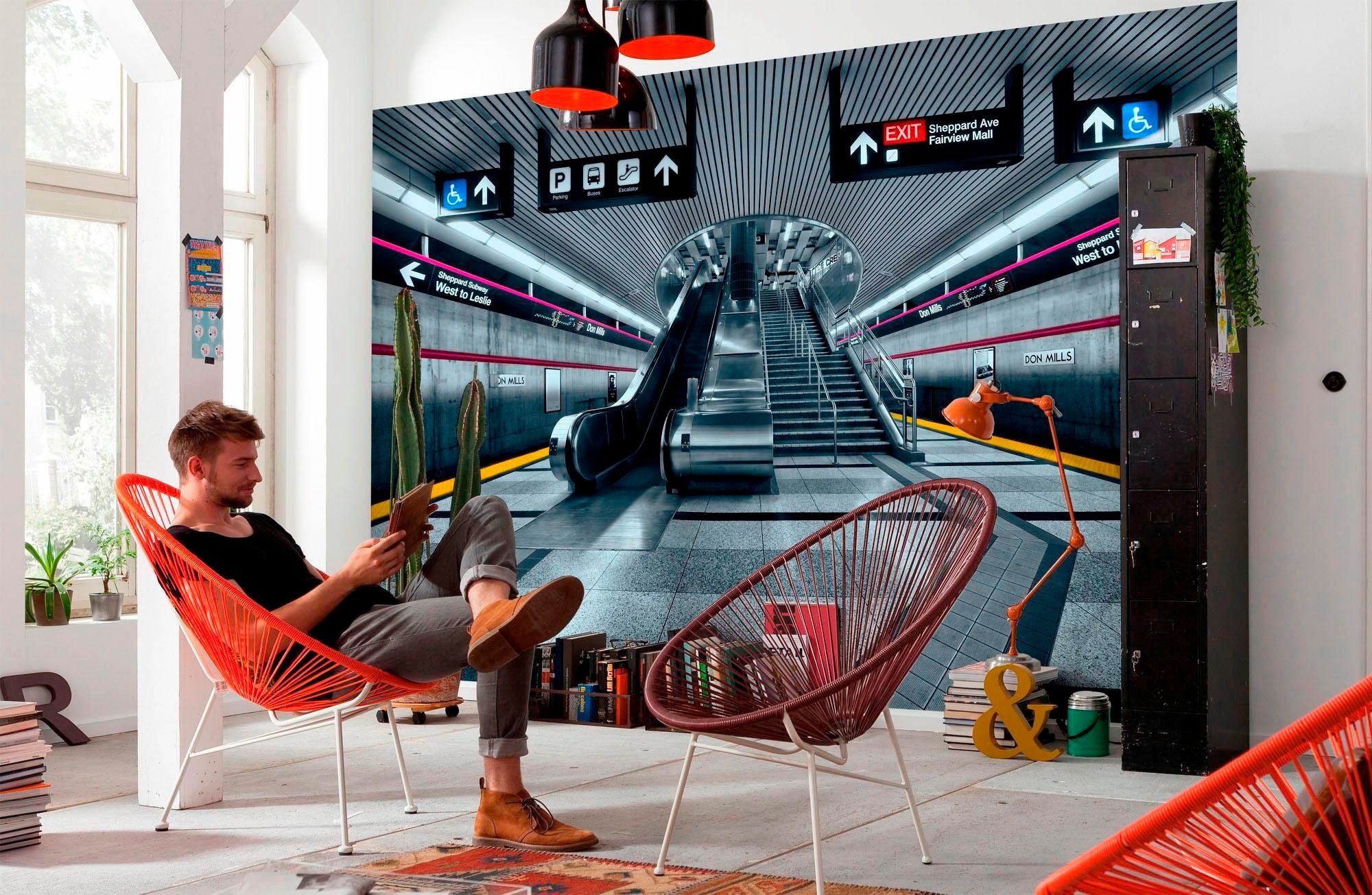 Komar Fototapete »Subway - Größe 368 x 254 cm«, bedruckt, Wohnzimmer, Schlafzimmer