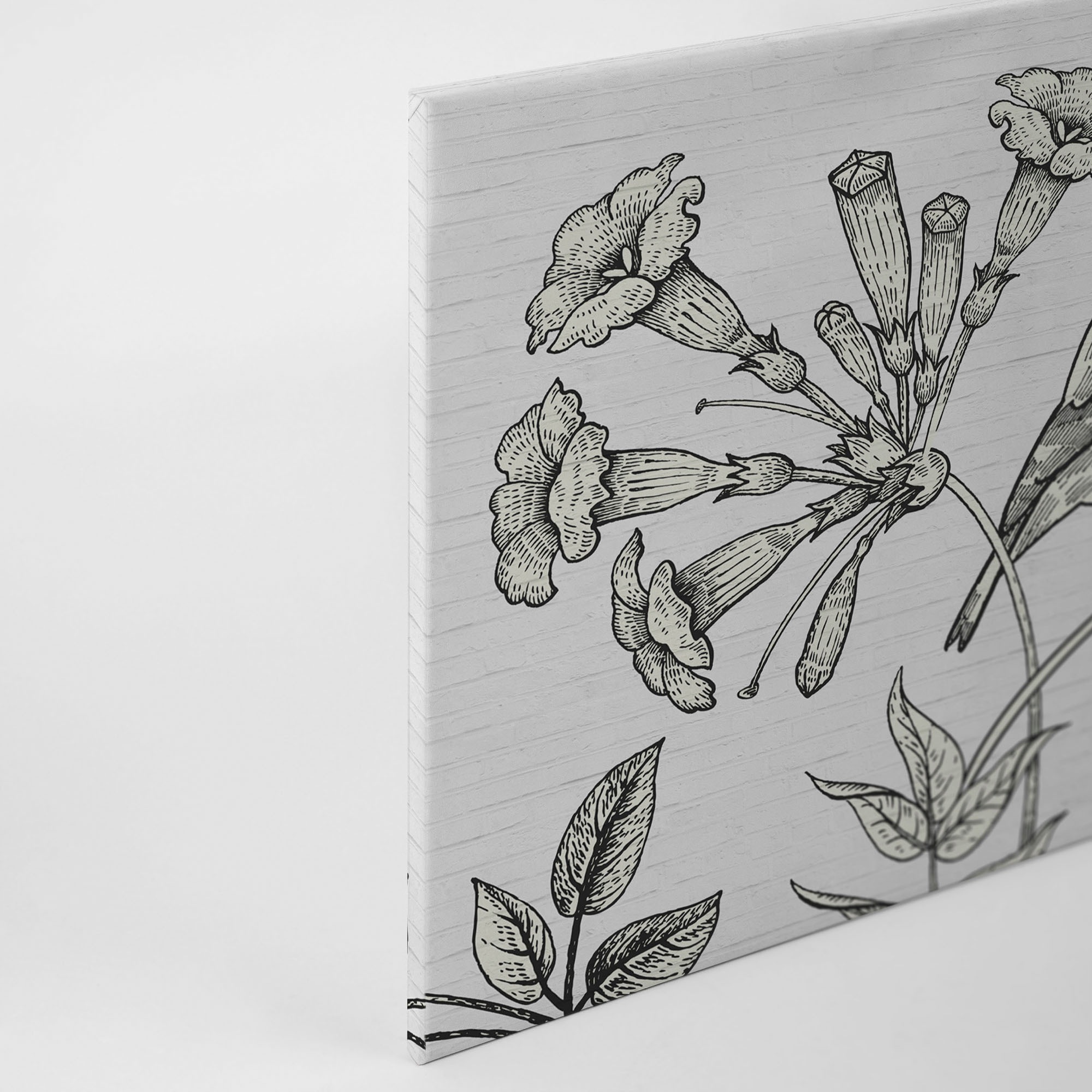 A.S. Création Leinwandbild »birdy«, Kunst-Gemälde-Kinder, (1 St.), Schwarz-Weiß Zeichnung Floral Keilrahmen Leinwand-Bild Wohnzimmer Wand