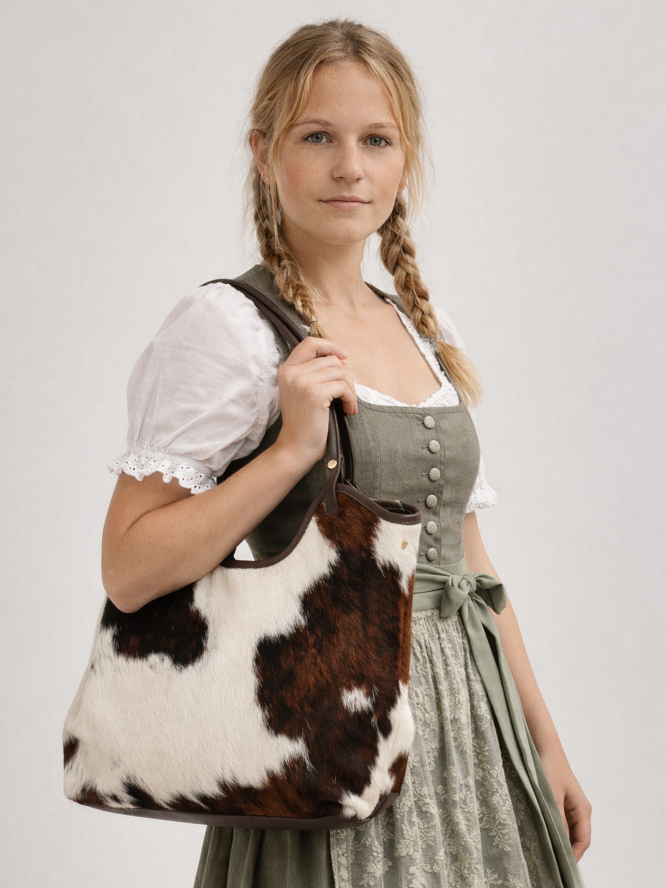 Allgäu Rebell Schultertasche "Muuh" aus echtem Leder, Made in Italy günstig online kaufen