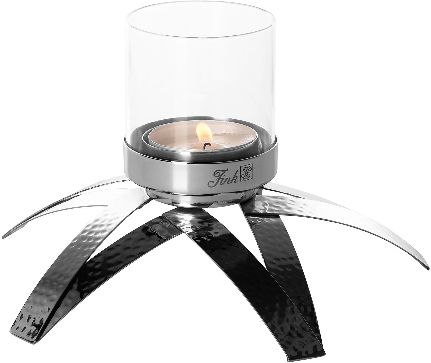 Fink Kerzenhalter "CLAIRE, mit Glaszylinder" Teelichthalter aus Edelstahl, 1-flammig