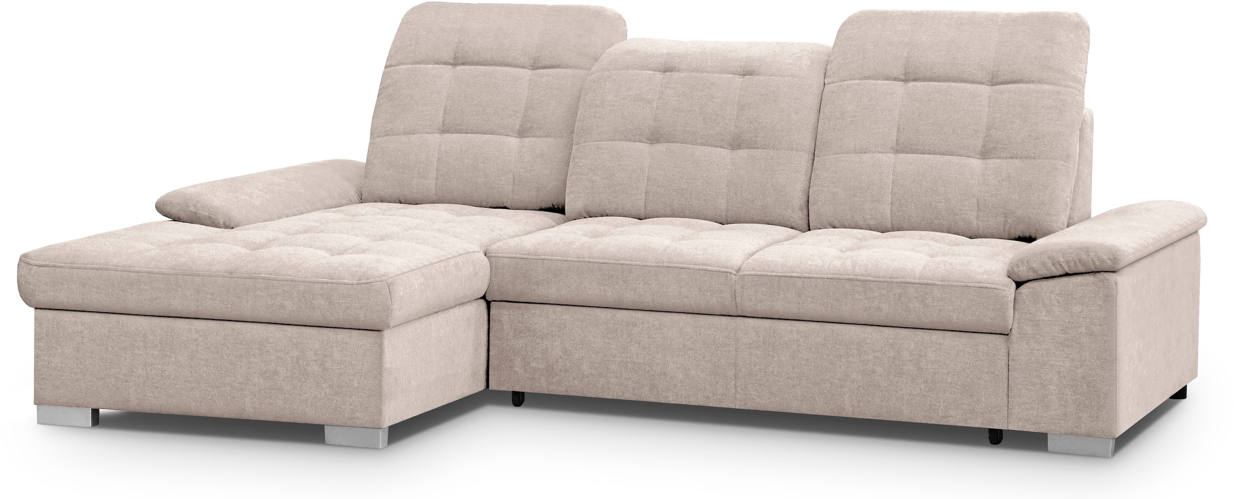 WERK2 Ecksofa Carmen, Sofa, Eckcouch mit Schlaffunktion, Bettkasten und Sitztiefenverstellung