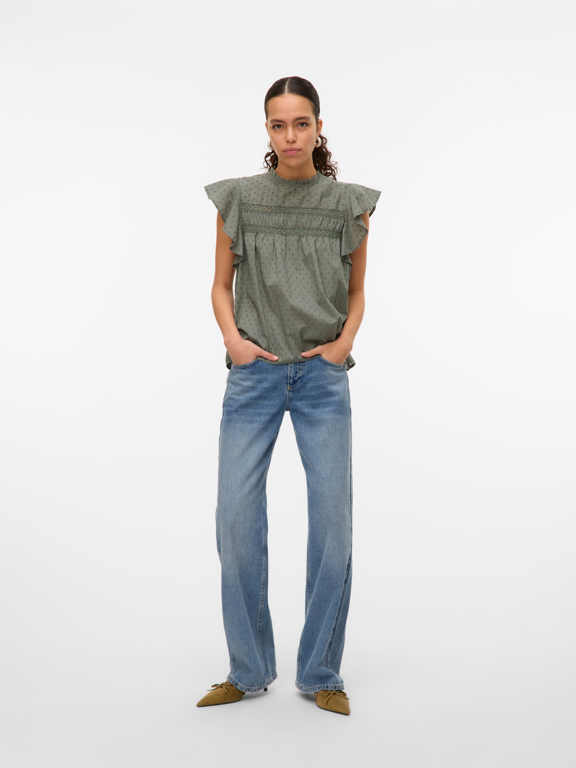 Vero Moda Blusenshirt »VMTRINE SL LACE TOP WVN NOOS«