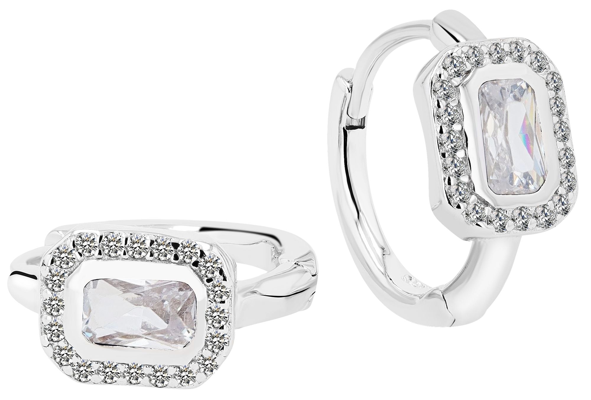 Adelia´s Klappcreolen »Damen Ohrringe – Klappcreole aus 925 Silber mit Zirkonia« Ein kleines Geschenk mit großer Wirkung