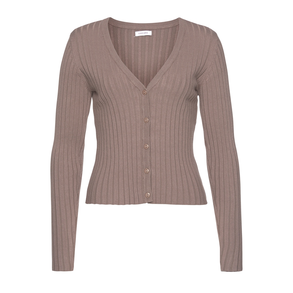 LASCANA Strickjacke, aus weicher Rippware, figurbetonter Cardigan, Basic