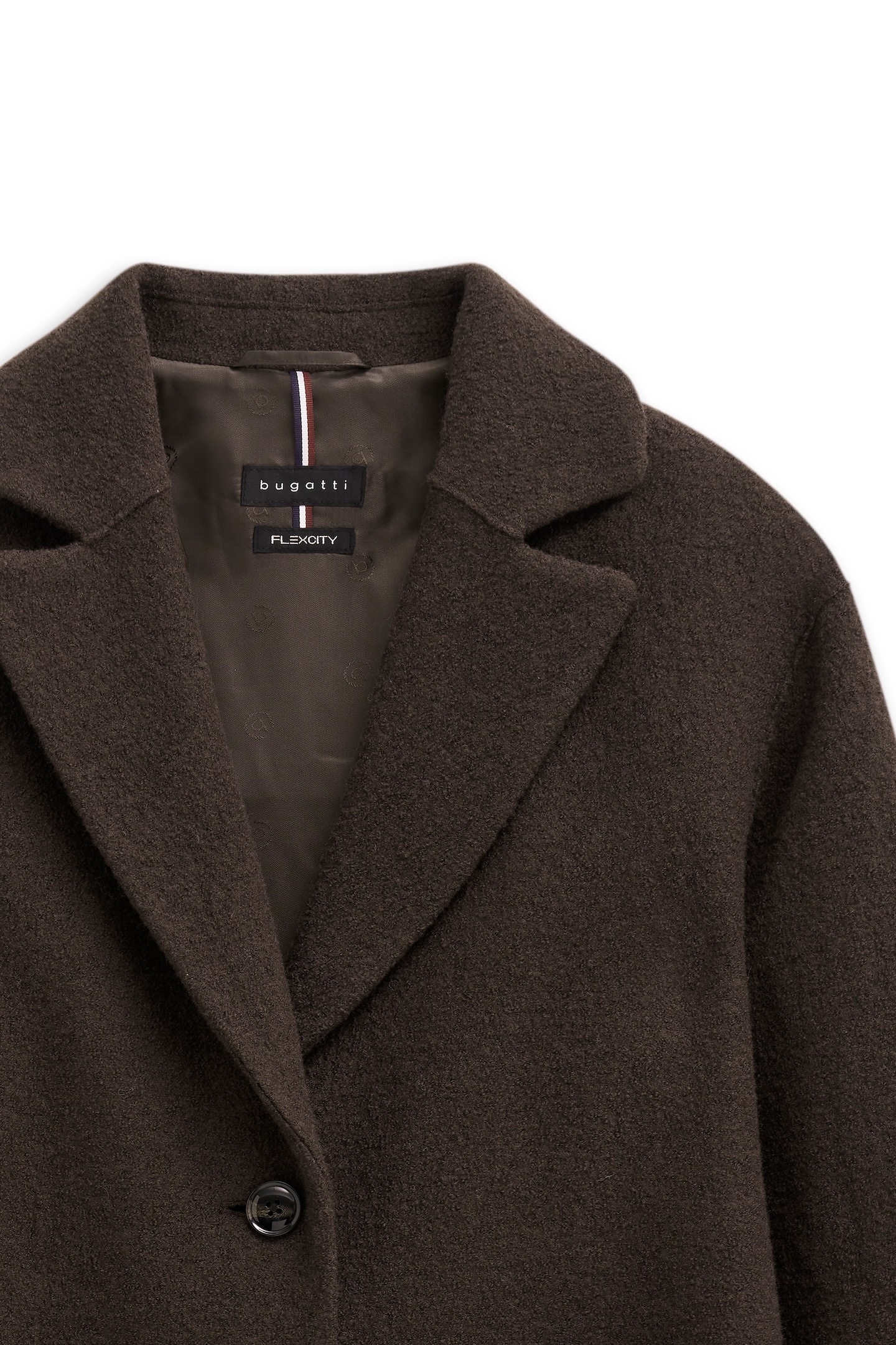 bugatti Wollmantel »Loose Fit«, Flexcity Stretch mit Revers & Taschen