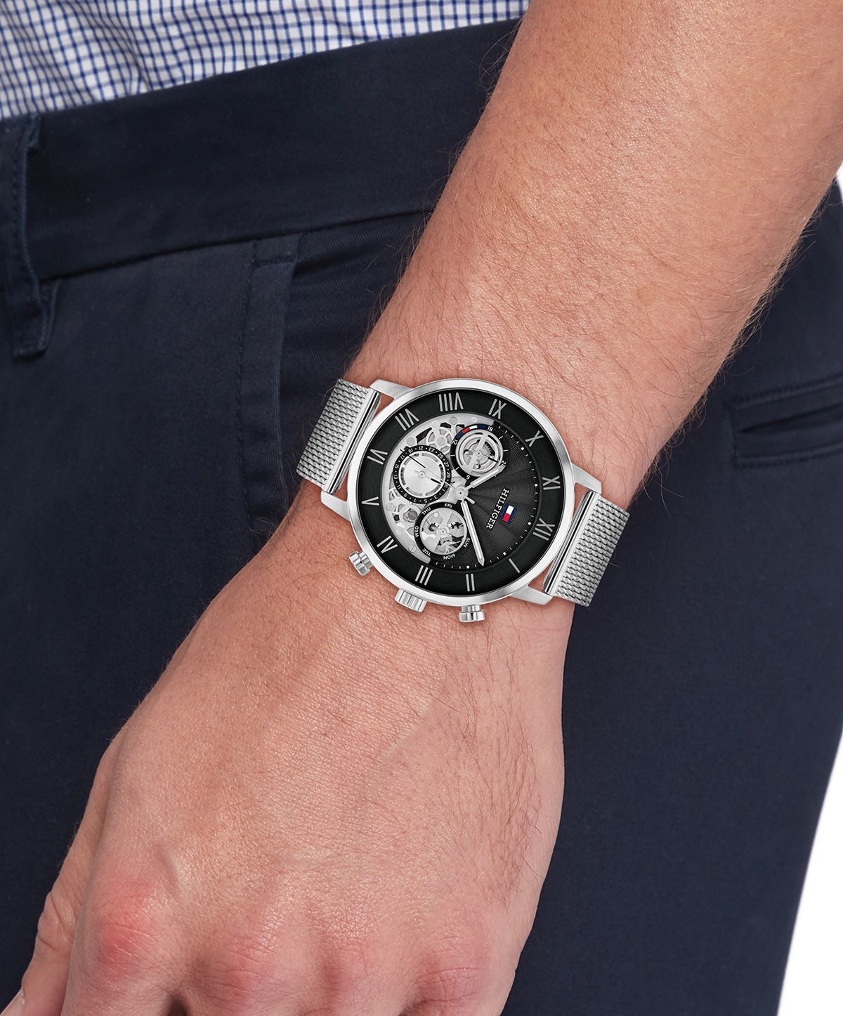 Tommy Hilfiger Multifunktionsuhr »LEGEND«, Quarzuhr, Armbanduhr, Herrenuhr, Edelstahlarmband, analog, Tag