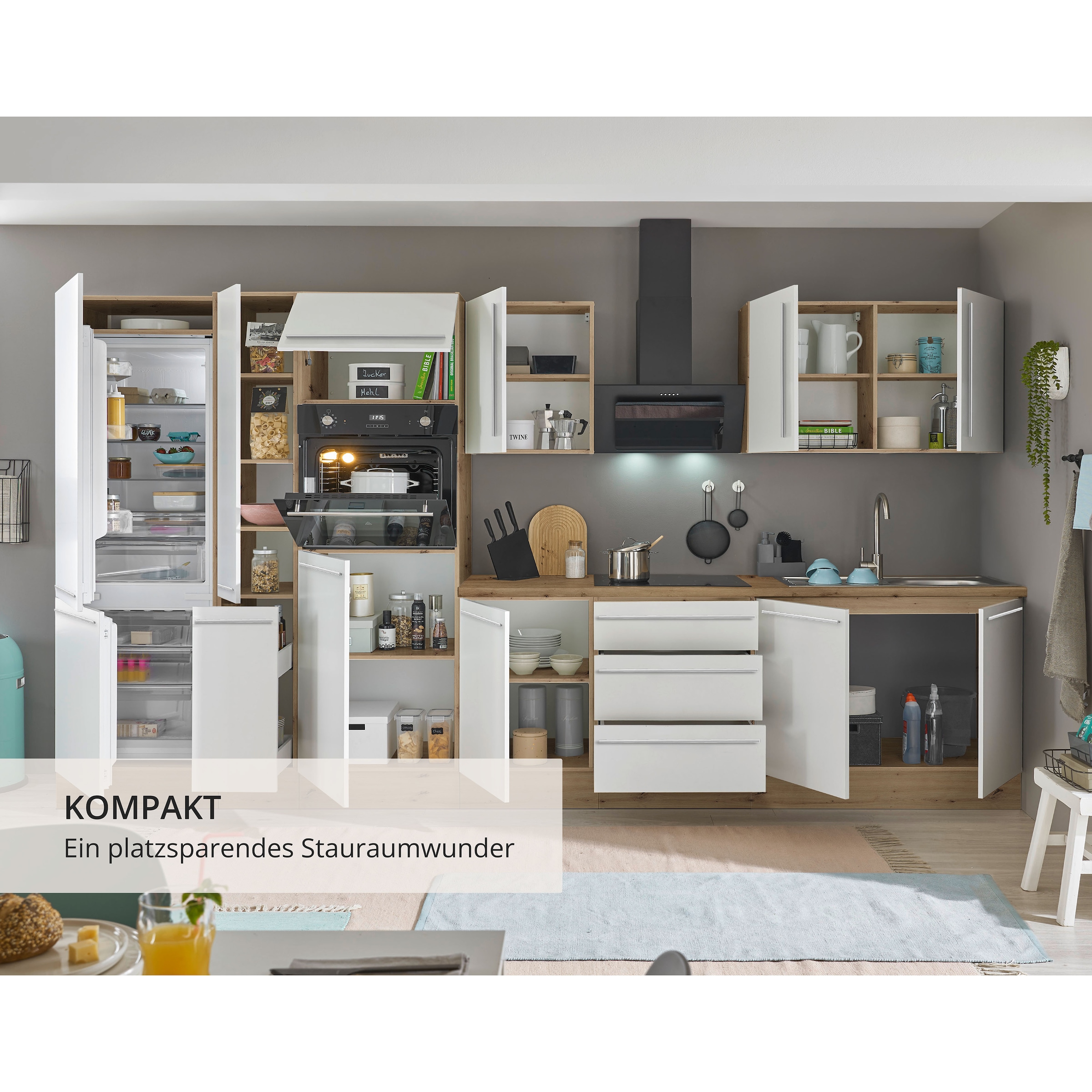 KOCHSTATION Küchenzeile »Florida« Breite 360 cm, wahlweise mit E-Geräten,Softclose für Türen/Schubkästen