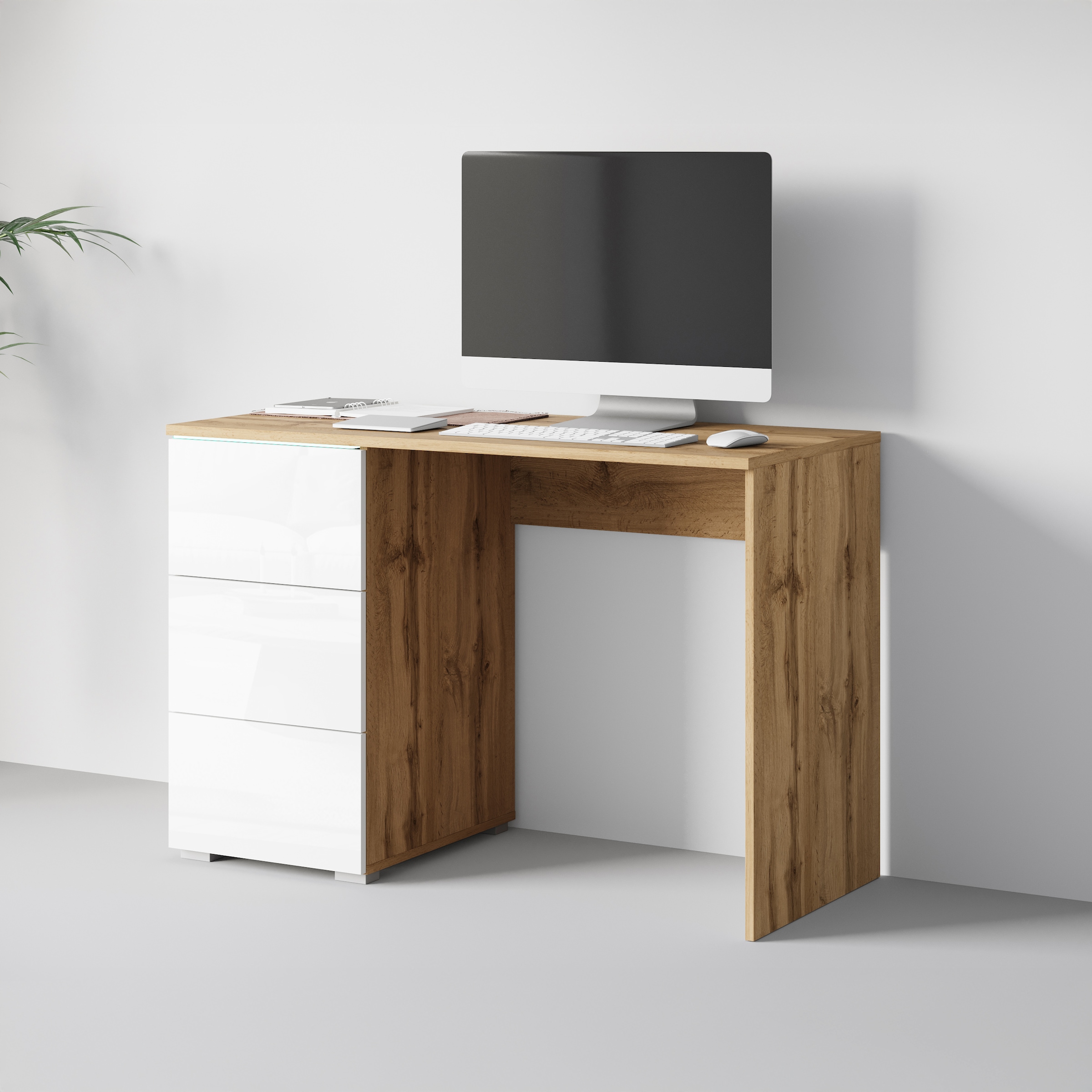 Home affaire Schreibtisch "Vera, Computertisch mit LED-Beleuchtung" 1 Stk. günstig online kaufen