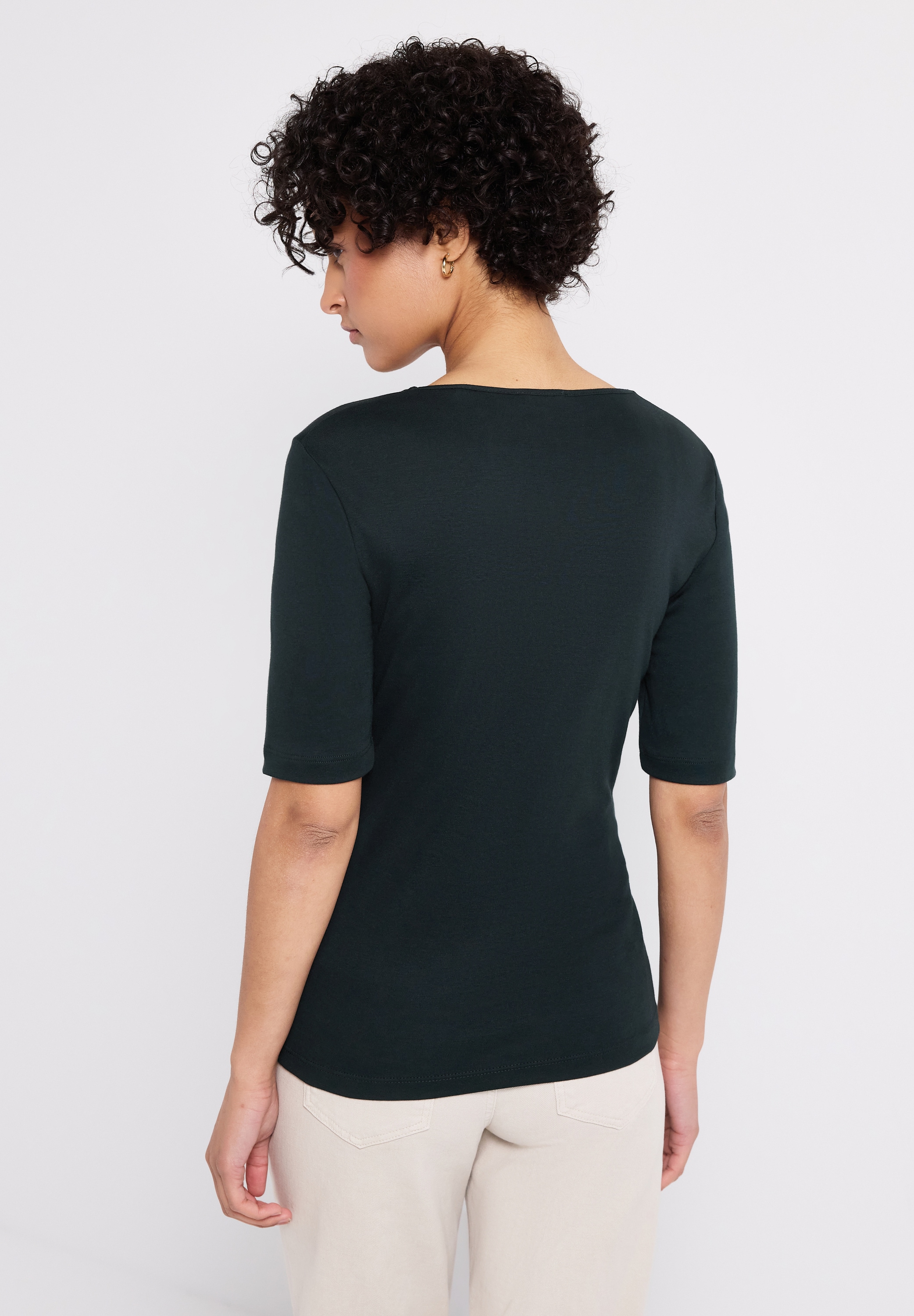 STREET ONE Kurzarmshirt »Style Palmira«, mit tiefem Rundhalsausschnitt