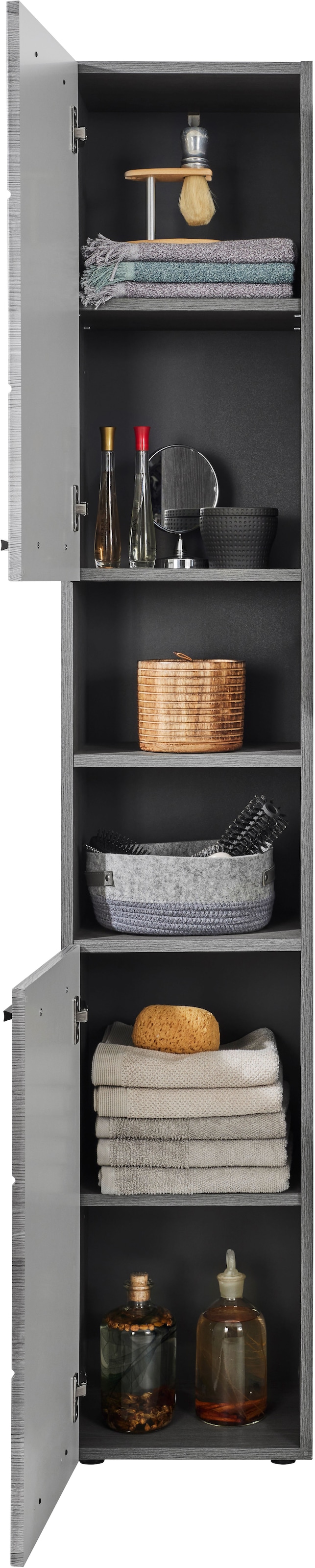 BASIC by Balculina Hochschrank »Silver,Badezimmerschrank BxHxT 34x190x30«, (1 St.), Breite 34cm, Tür L/R monierbar, FSC-Mix 70%
