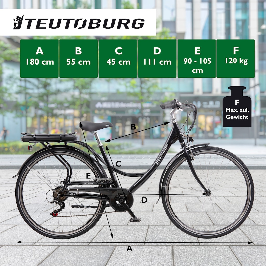 Teutoburg E-Bike »Senne«, 7 Gang, Shimano, Heckmotor 250 W