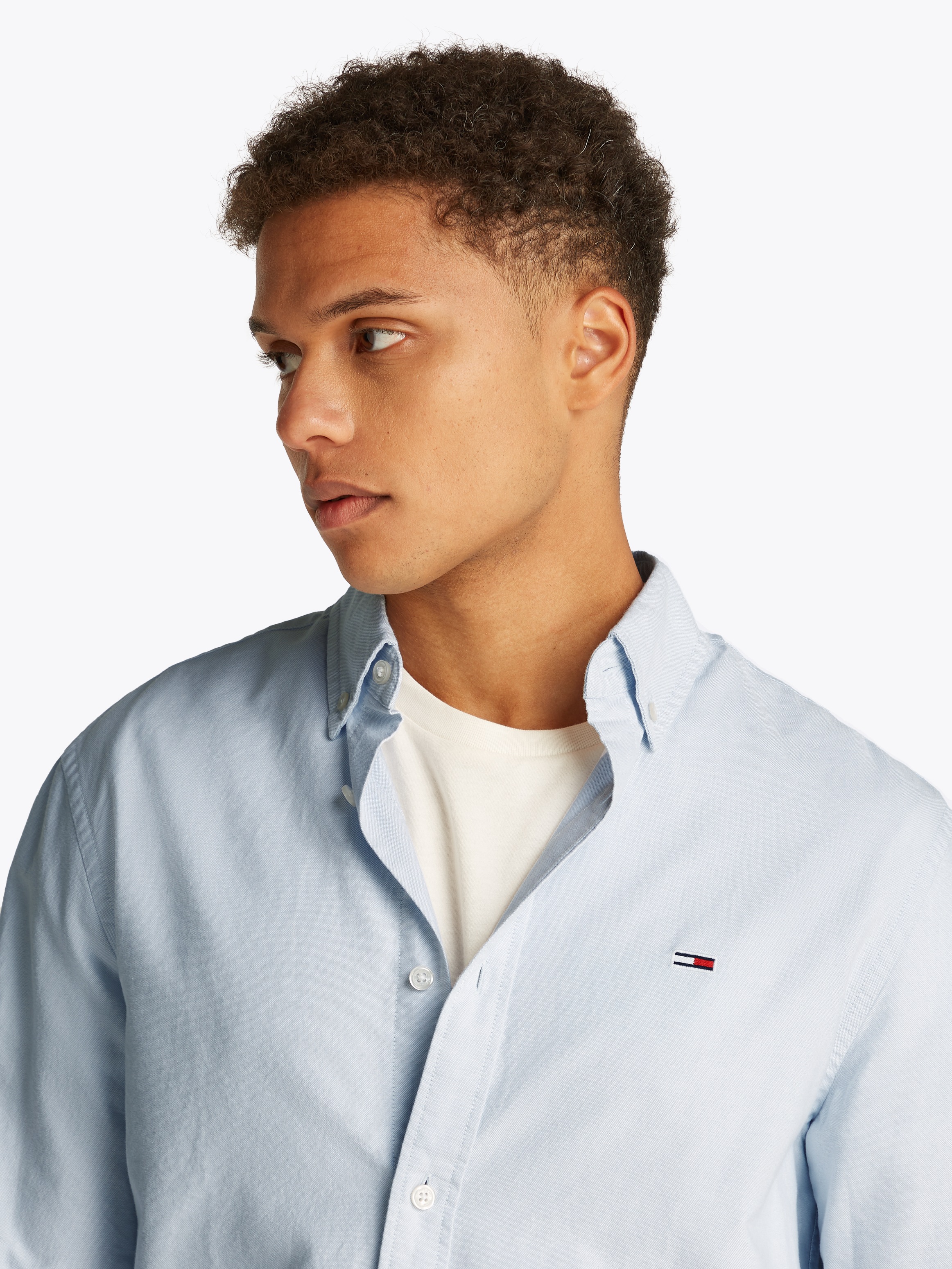 Thumbnail - Tommy Jeans Langarmhemd "TJM REGULAR OXFORD" Mit Rundhalsausschnitt, Button-down-Kragen