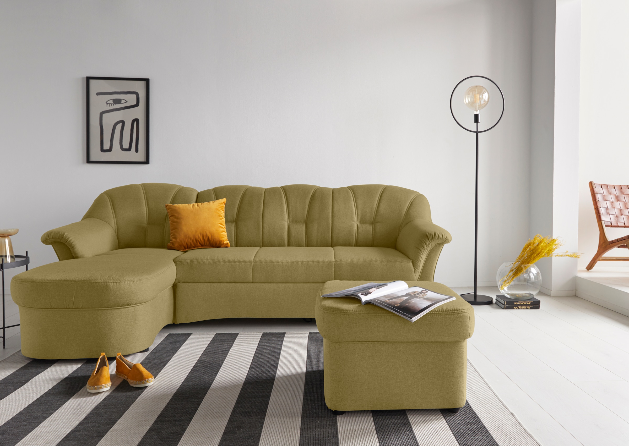 DOMO collection Ecksofa "Papenburg, zeitlose Rückensteppung, elegante Forme günstig online kaufen