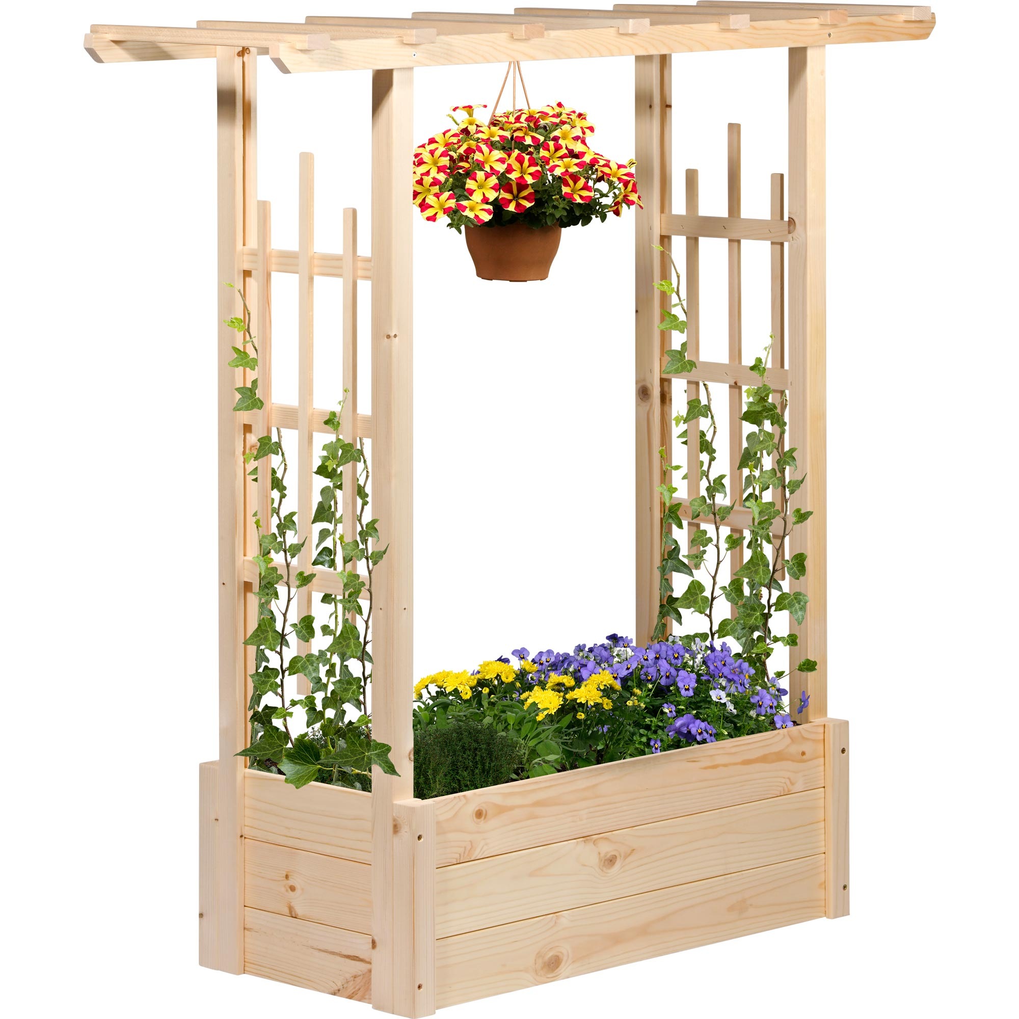 dobar Hochbeet »Pflanzkasten "Pergola" aus Holz, Natur« Der Rankkasten ist ca. 117 x 39 x 119 cm (LxBxH) groß und ca. 9,86 kg