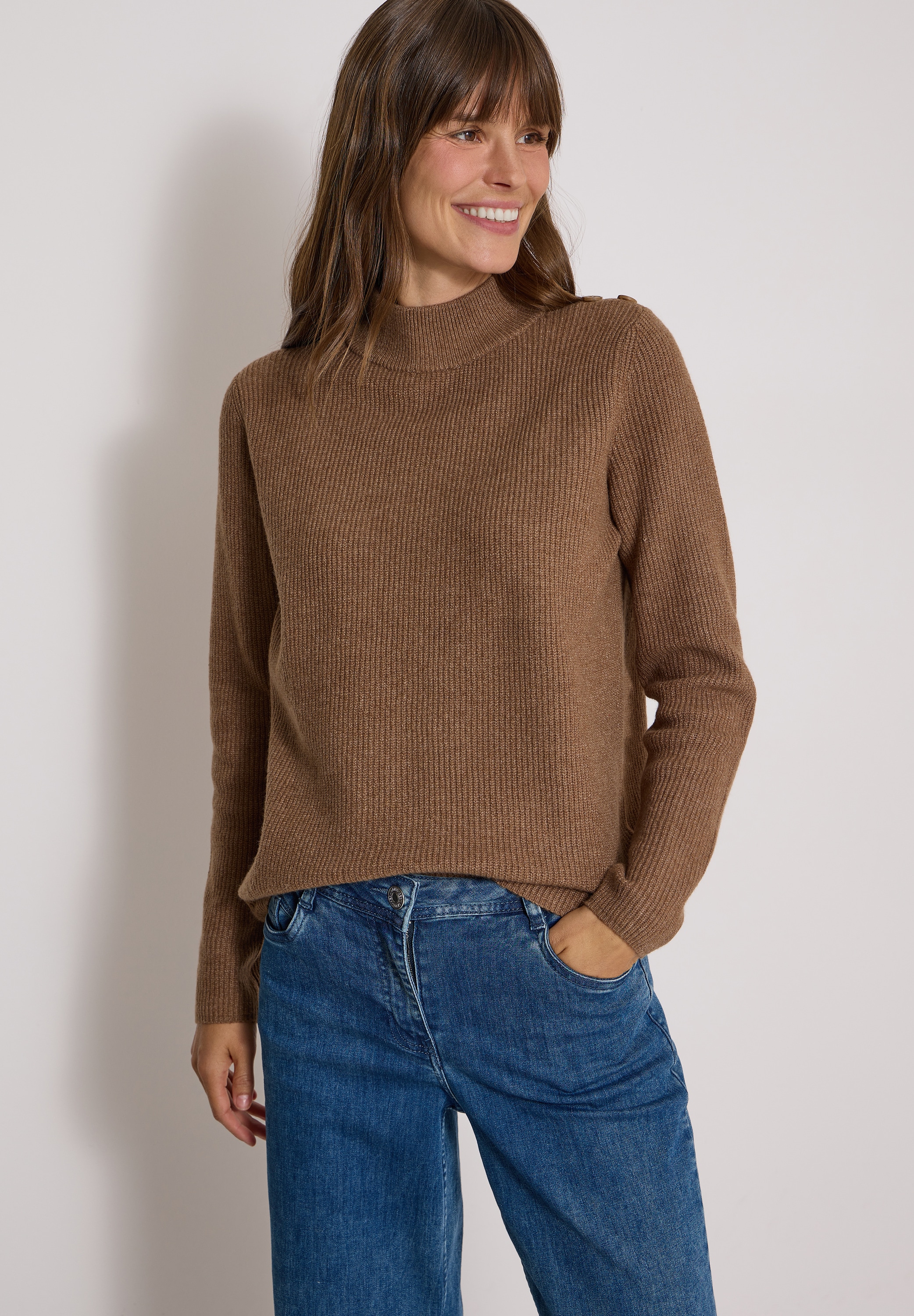 Cecil Stehkragenpullover aus softem Materialmix