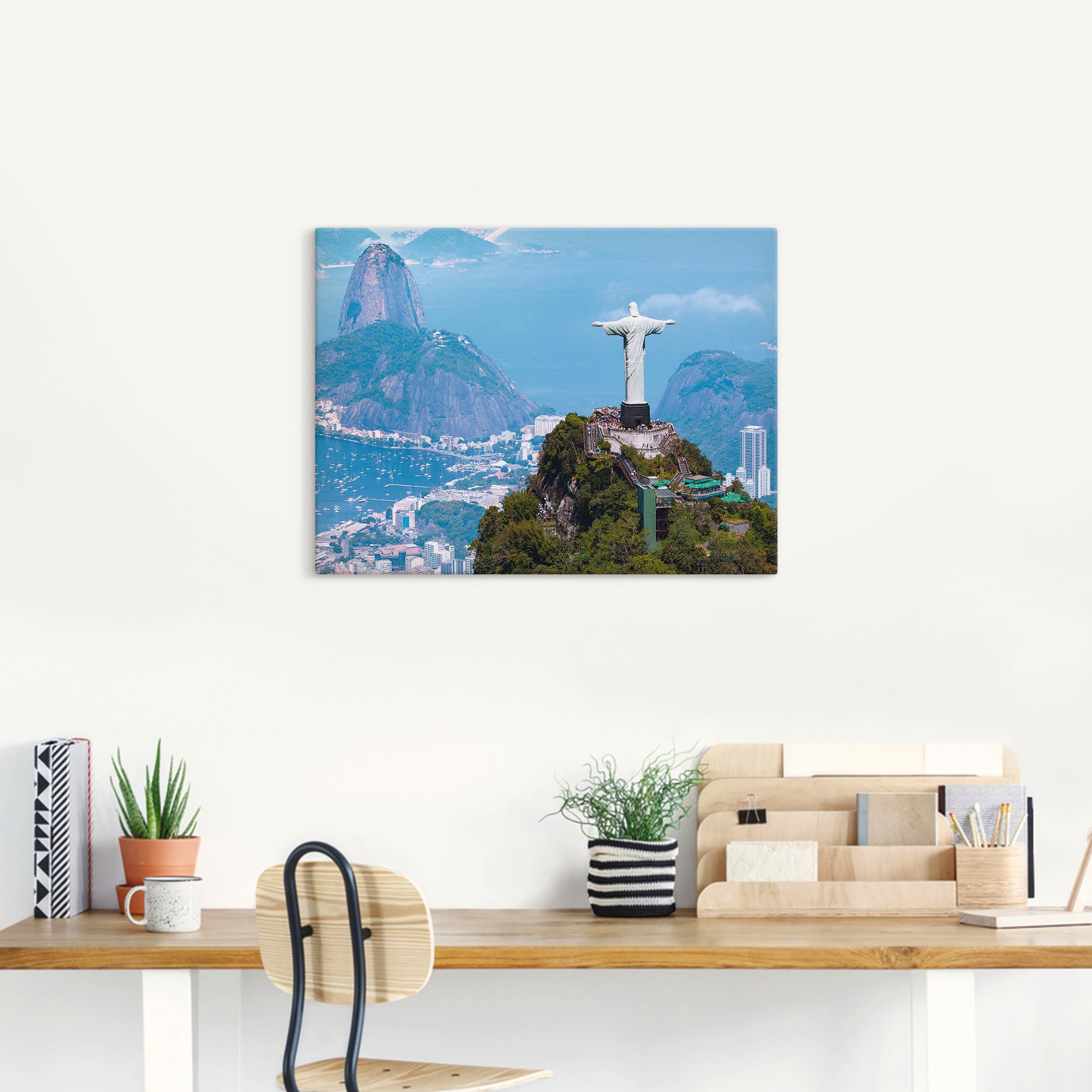 Artland Wandbild "Rio de Janeiro mit Cristo" Gebäude 1 Stk. tlg. auf Holzra günstig online kaufen