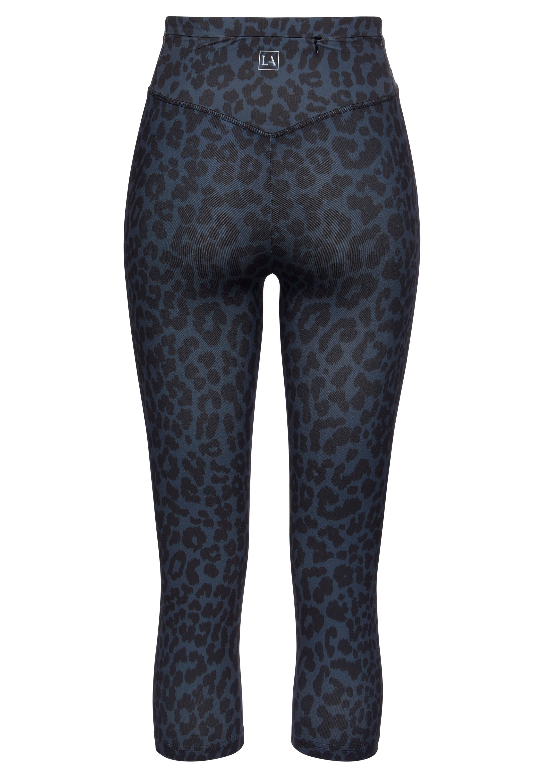 Caprileggings LASCANA ACTIVE, Damen, Gr. 36/38, N-Gr, schwarz (leo, anthrazit), Obermaterial: 79% Polyester, 21% Elasthan, bedruckt, figurbetont kniebedeckend, Hosen, mit allover Druck 3