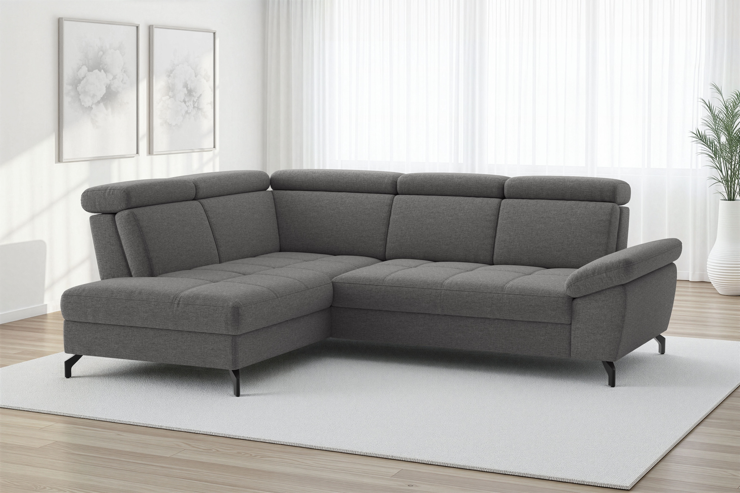 sit&more Ecksofa "Vanity; L-Form, B. 254 cm" Inkl.Sitz-,Kopf-und Armteilverstellung