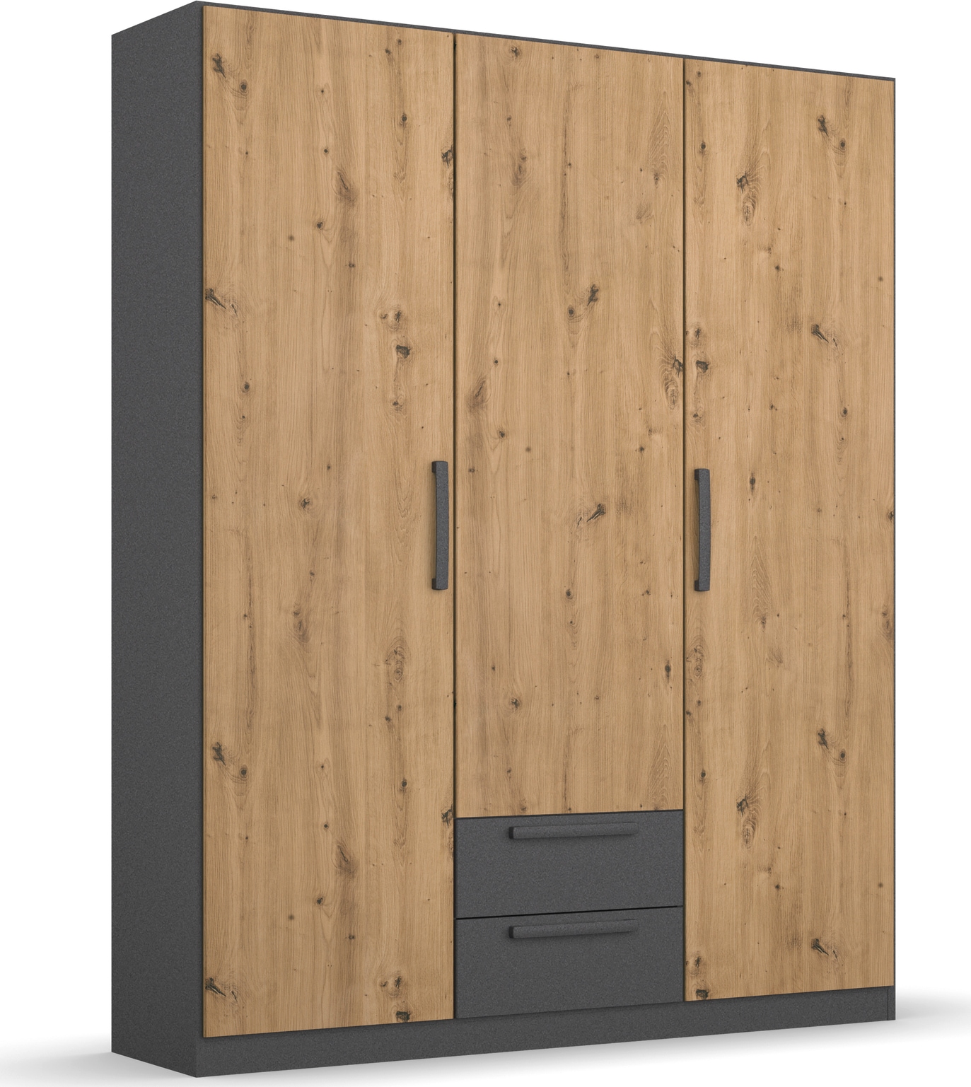 rauch Drehtürenschrank "StyleUp", Typ Dark & Wood mit trendigen farblich abgesetzten Griffen