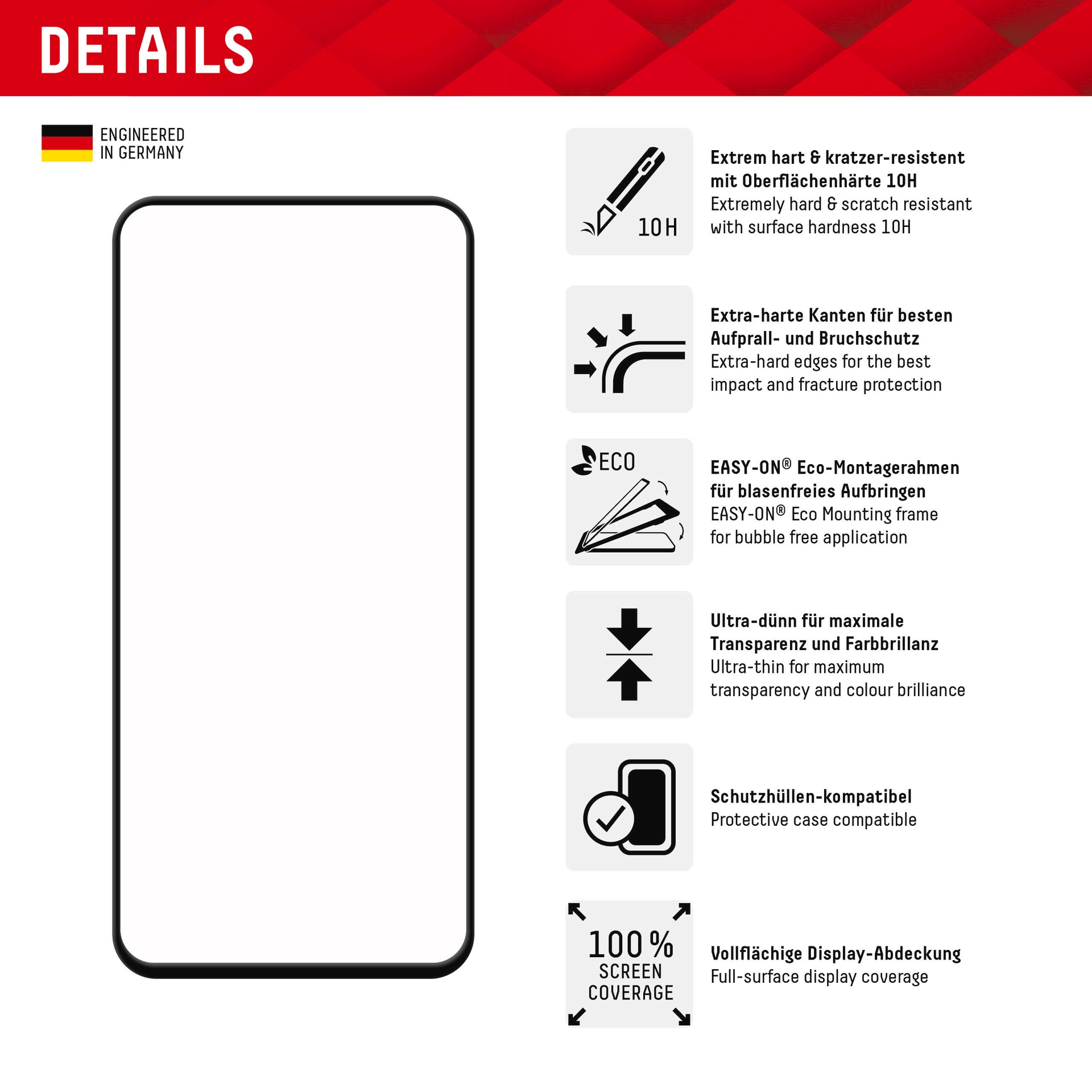 Displex Displayschutzglas »Real Glass«, für Samsung Galaxy S23 FE, Displayschutzfolie Displayschutz kratzer-resistent 10H splitterfest