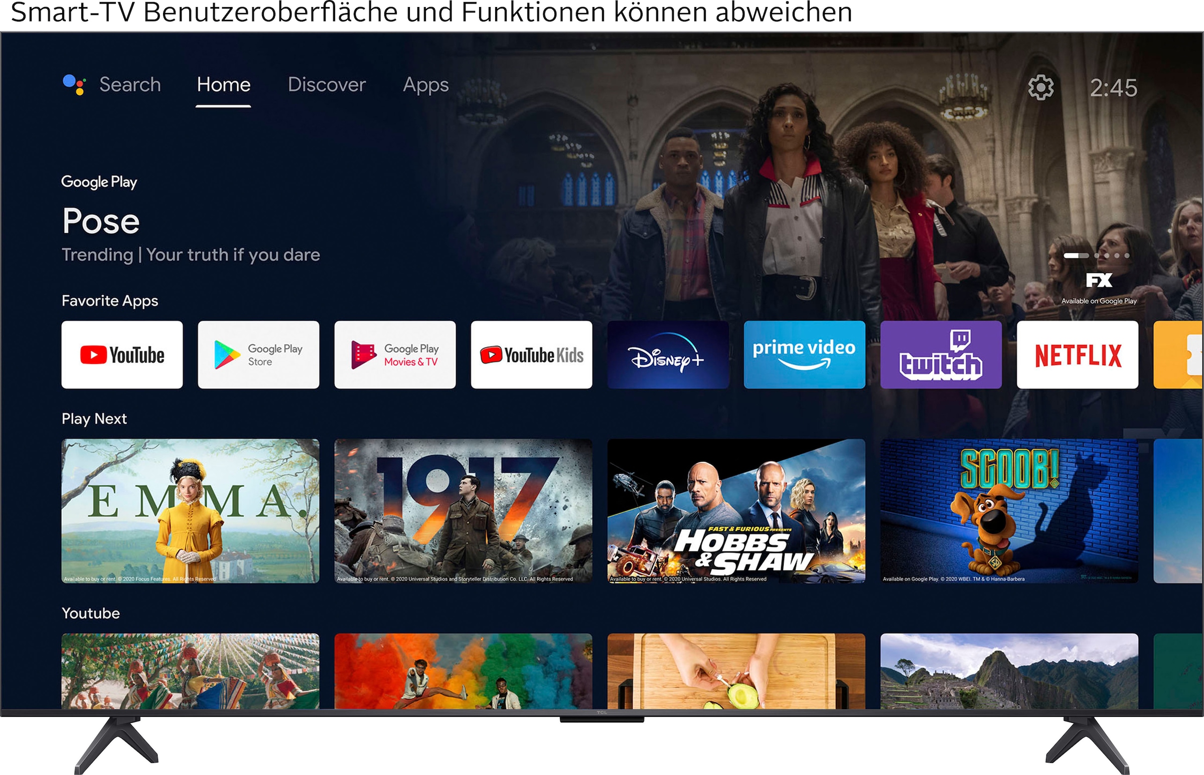 TCL QLED Mini LED-Fernseher »75C61KSX2«, 4K Ultra HD, Google TV-Smart-TV, 4K HDR, AiPQ, Game Master, Smart TV, Apple TV, Multi-HDR, Dolby Vision