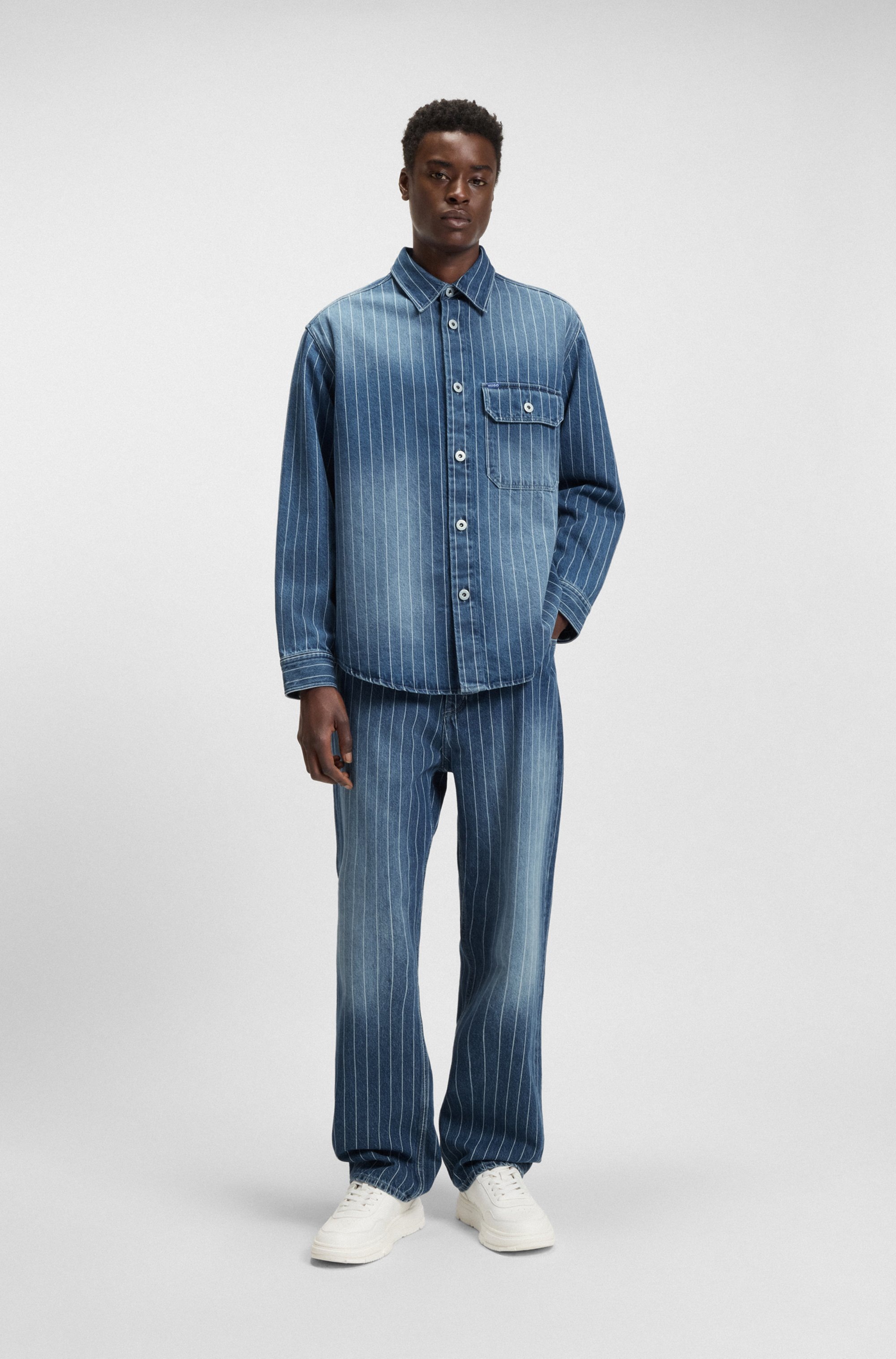 HUGO Blue Jeanshemd »Ebolt«, aus gestreiftem Denim