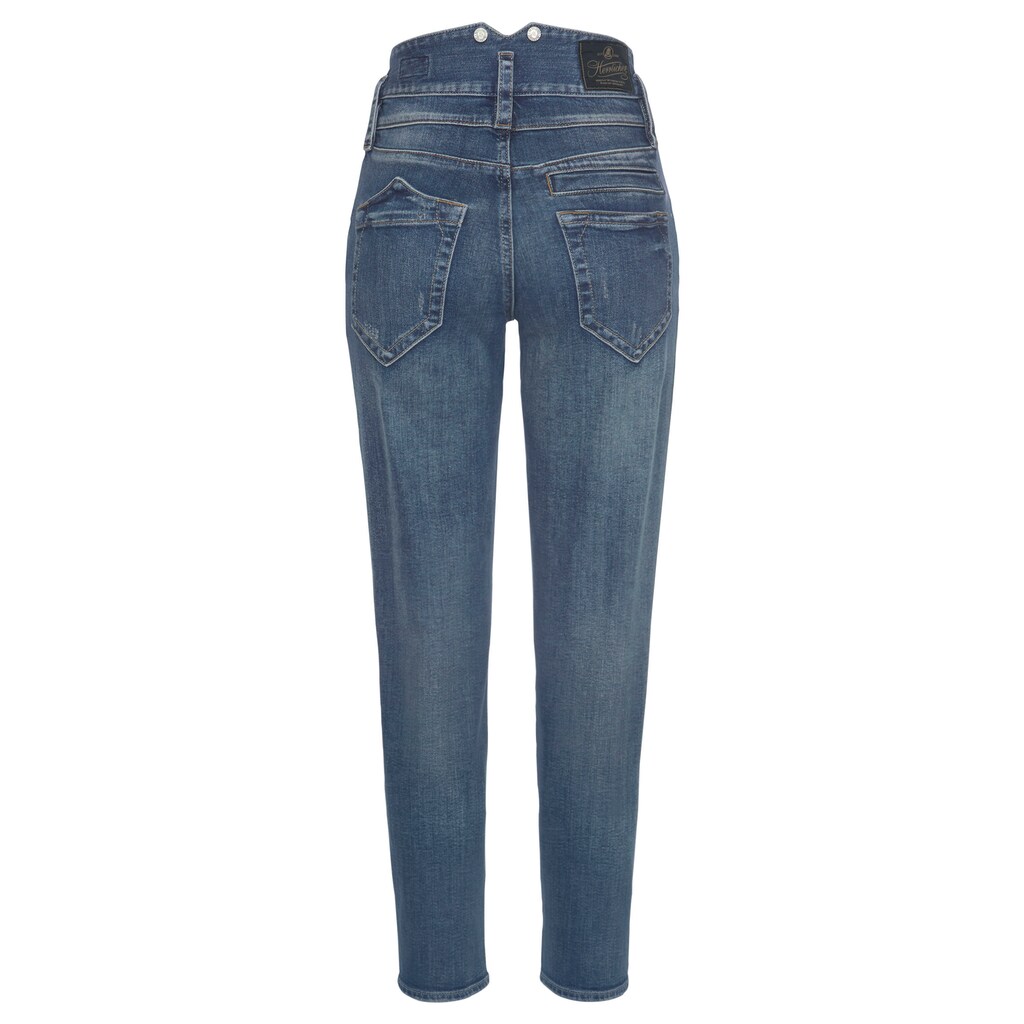Damenmode Jeans Herrlicher Röhrenjeans »PITCH HIGH CONIC RECYCLED DENIM«, High Waisted dark-blue-used Damenmode Jeans Herrlicher Röhrenjeans »PITCH HIGH CONIC RECYCLED DENIM«, High Waisted dark-blue-used