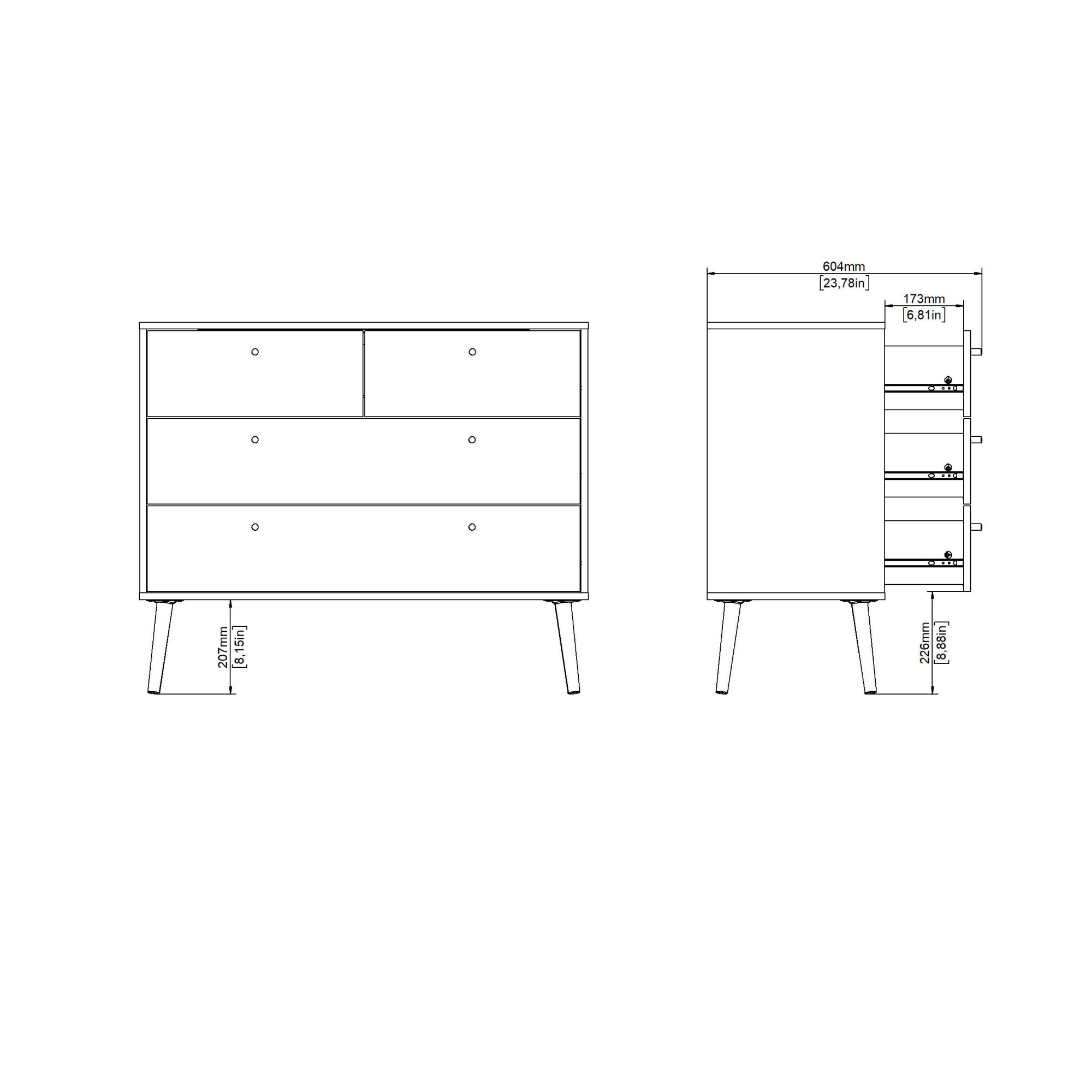 andas Kommode »Bodo, Aufbewahrung, Schubladenschrank, Stauraum«, 4 Schubladen, Beine und Griffe aus Echtholz, Breite 99 cm
