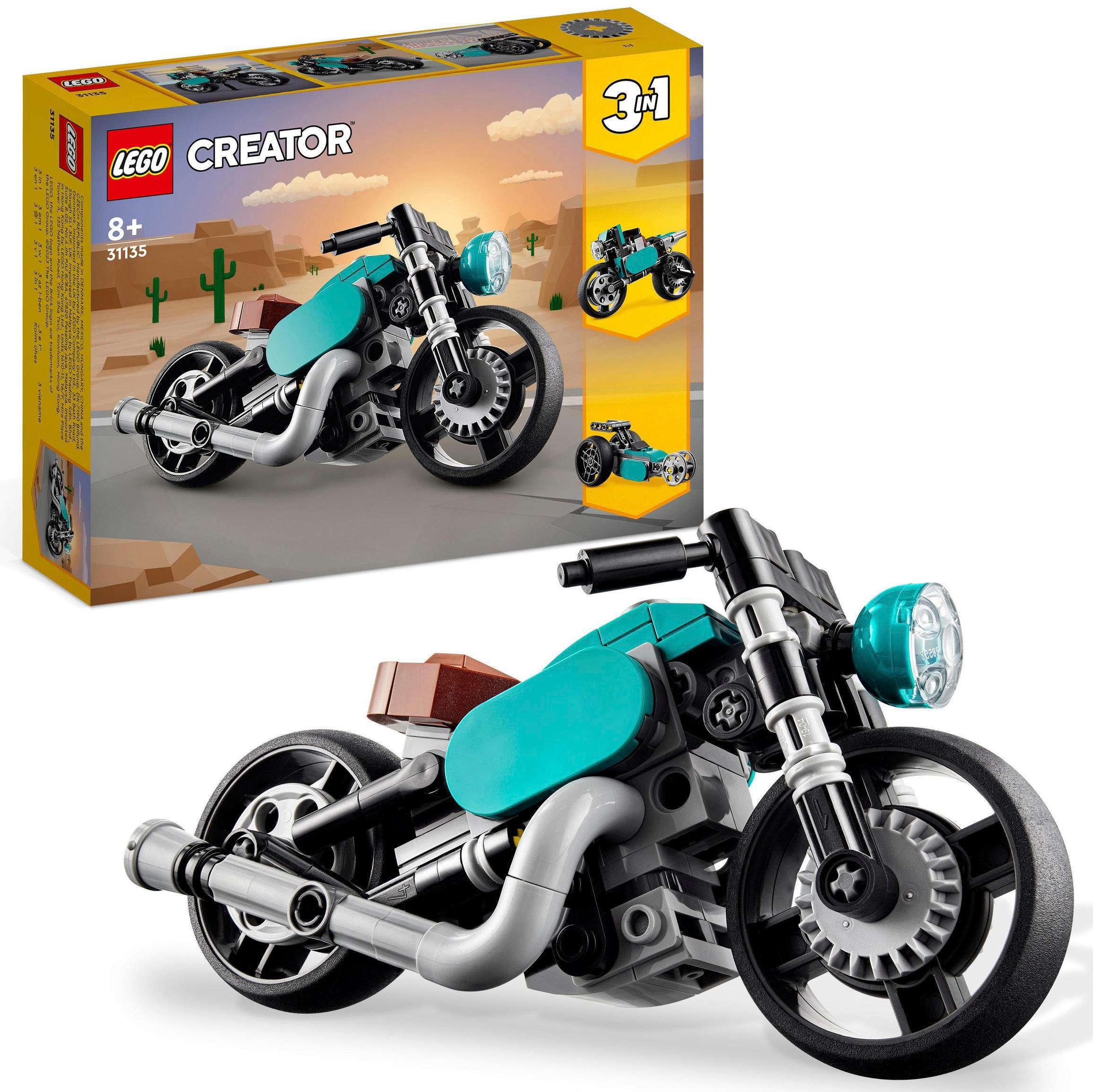 Konstruktionsspielsteine »Oldtimer Motorrad (31135), LEGO® Creator 3in1«, (128 St.)